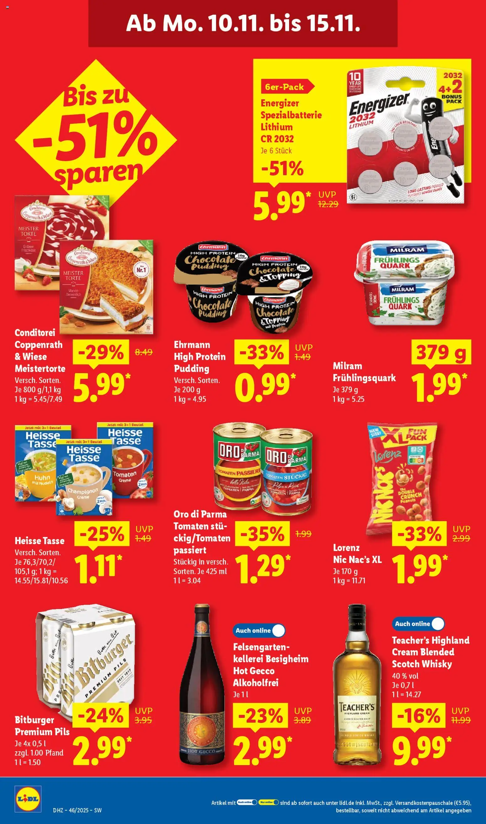 Lidl Prospekt Kornwestheim – gültig ab 10.11.2025 | Seite: 26 | Produkte: Whisky, Bitburger, Tomaten, Creme