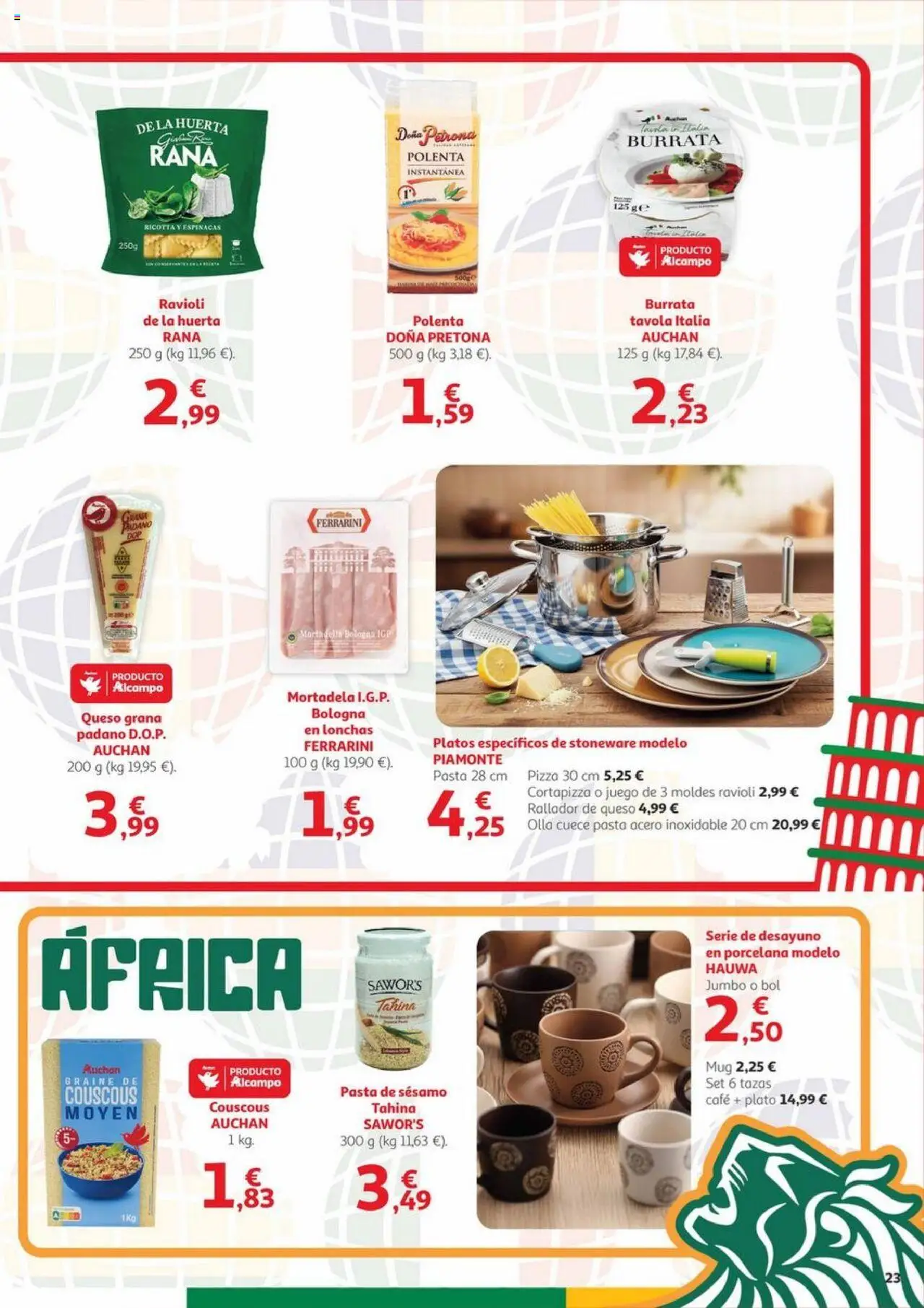 Alcampo - Canarias │ válido desde el 09.10.2025 | Página: 23 | Productos: Café, Pizza, Pasta, Mortadela