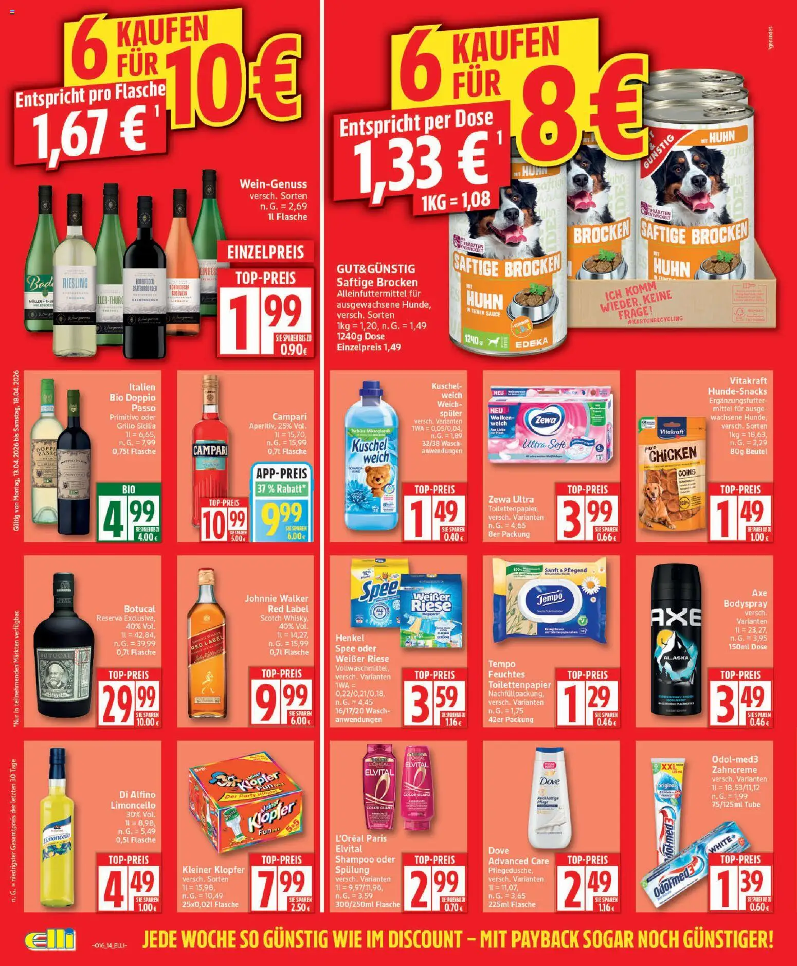 Elli Markt Prospekt Schloß Holte – gültig ab 13.04.2026 | Seite: 14 | Produkte: Campari, Spee, Tempo, Johnnie walker
