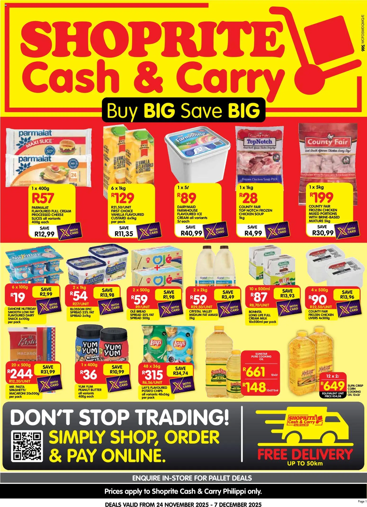 New Shoprite catalogue – valid from 24.11.2025 | Page: 1 | Products: Butter, Cheese, Oil, Fat spread