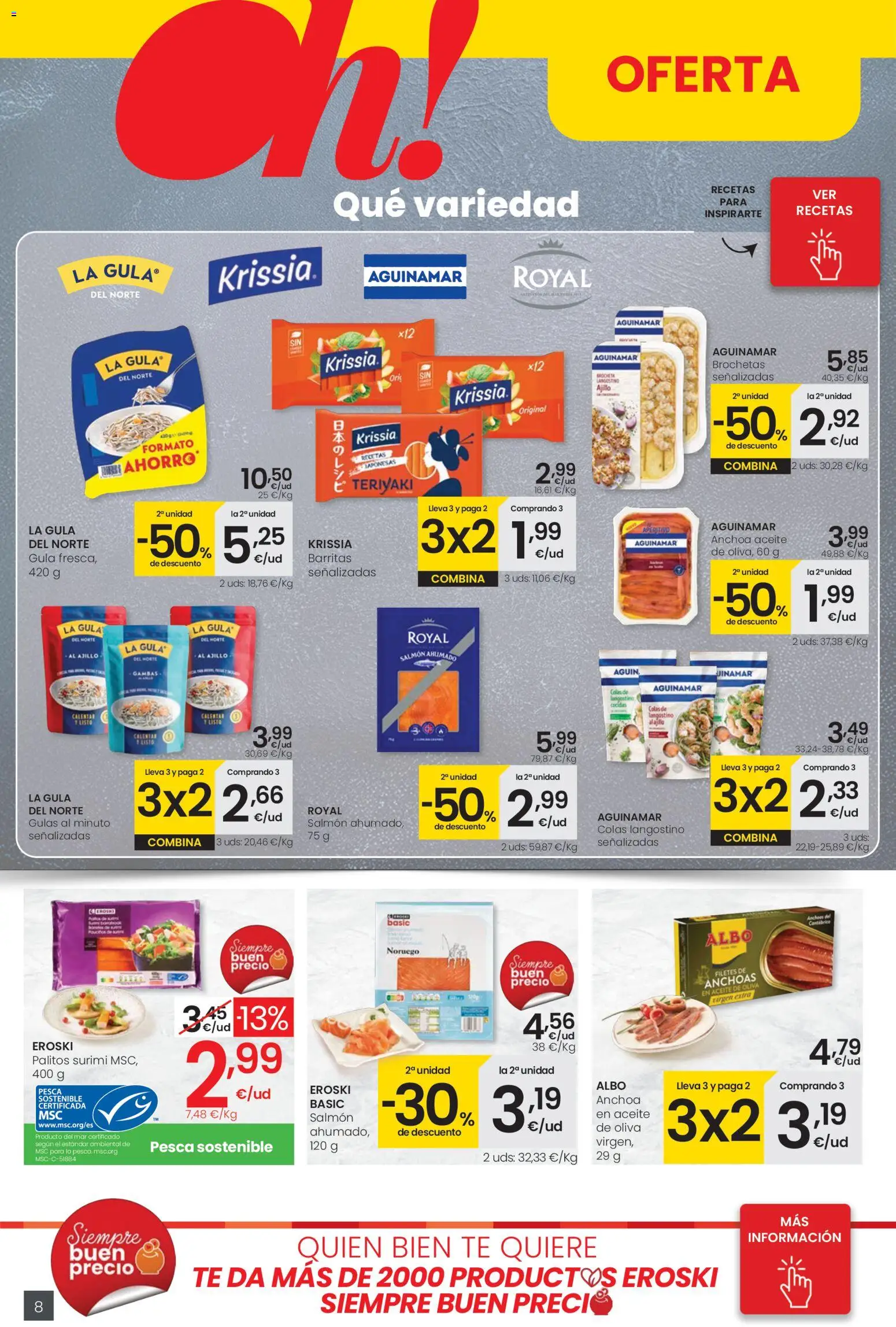 Eroski - Viste tu cesta de primavera  │ válido desde el 12.03.2026 | Página: 8 | Productos: Aceite, Aceite de oliva, Salmón ahumado, Anchoa