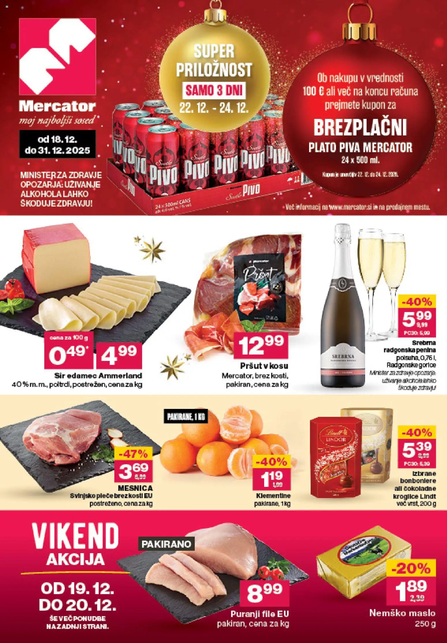 Novi Mercator katalog ponudbe – veljaven od 18.12.2025 | Stran: 1 | Izdelki: Pršut, Penina, Sir, Pivo