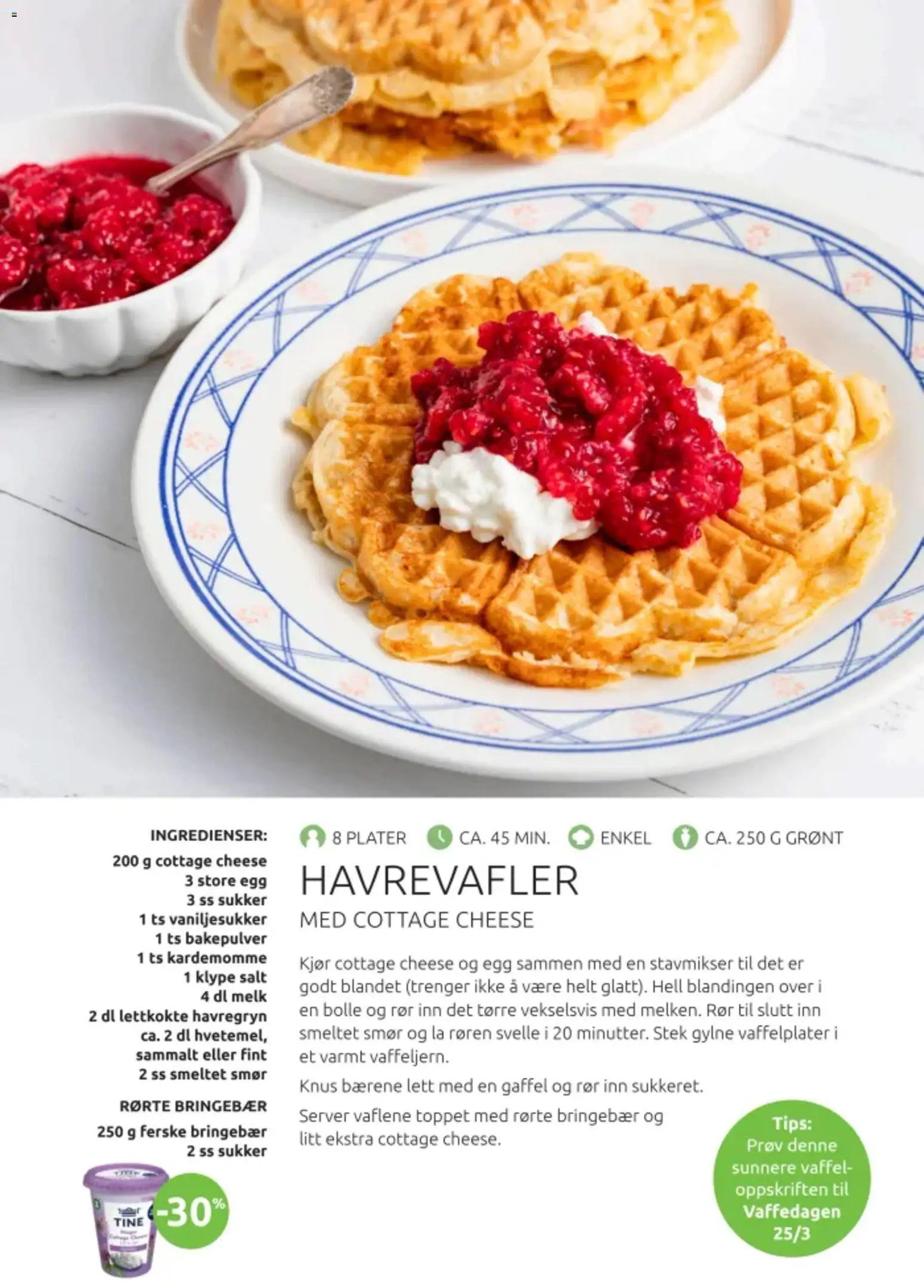 {H1} | Side: 15 | Produkter: Smør, Bringebær, Havregryn, Суміш дитяча