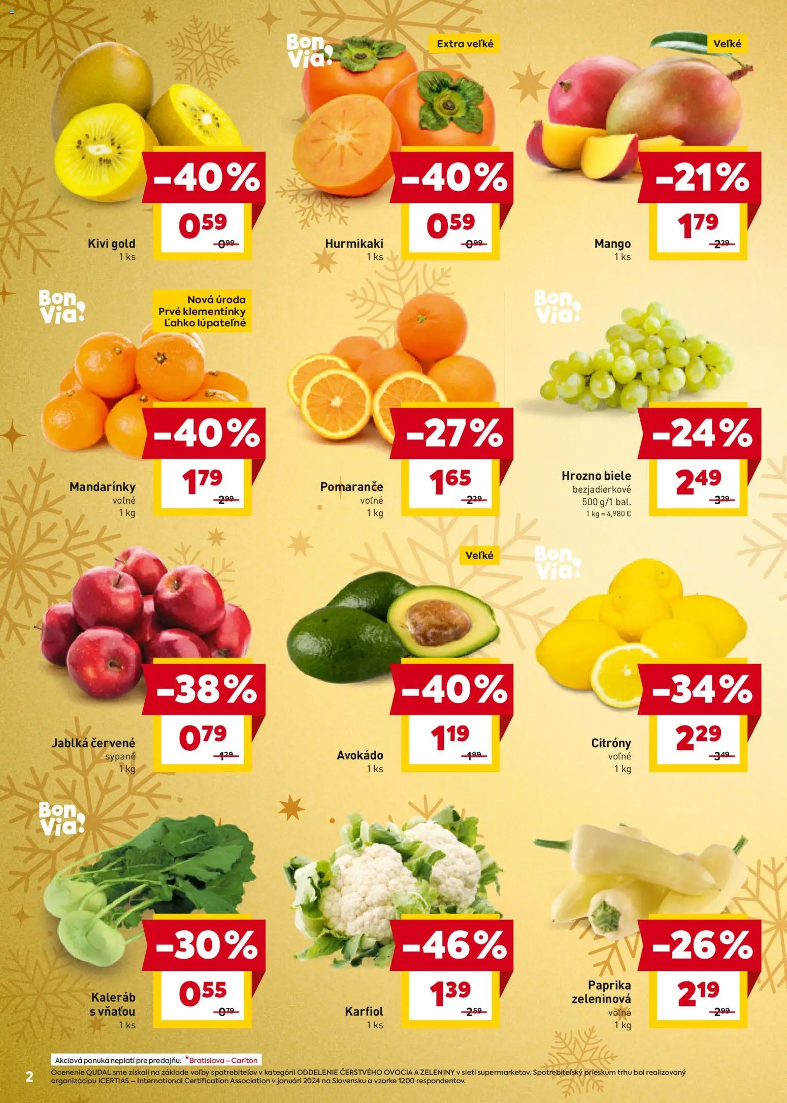 Nové Billa akcie – leták je platný od 19.11.2025 | Strana: 2 | Produkty: Paprika, Hurmikaki, Avokádo, Hrozno