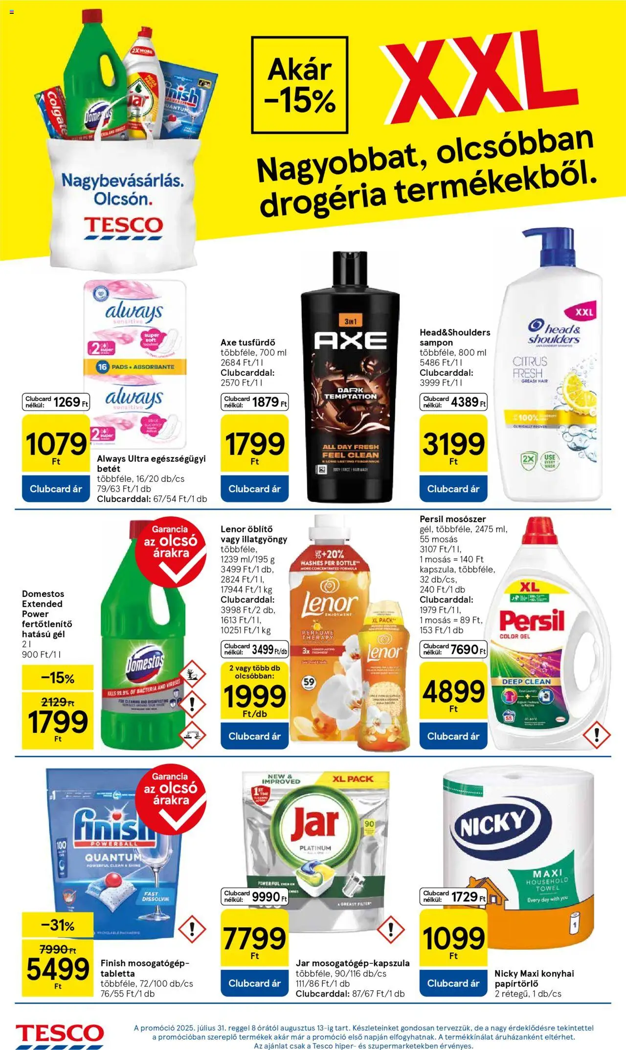 Tesco akciós ujság - amely érvényes a következő dátumtól: 07.08.2025 | Oldal: 8 | Termékek: Persil, Papírtörlő, Öblítő, Sampon