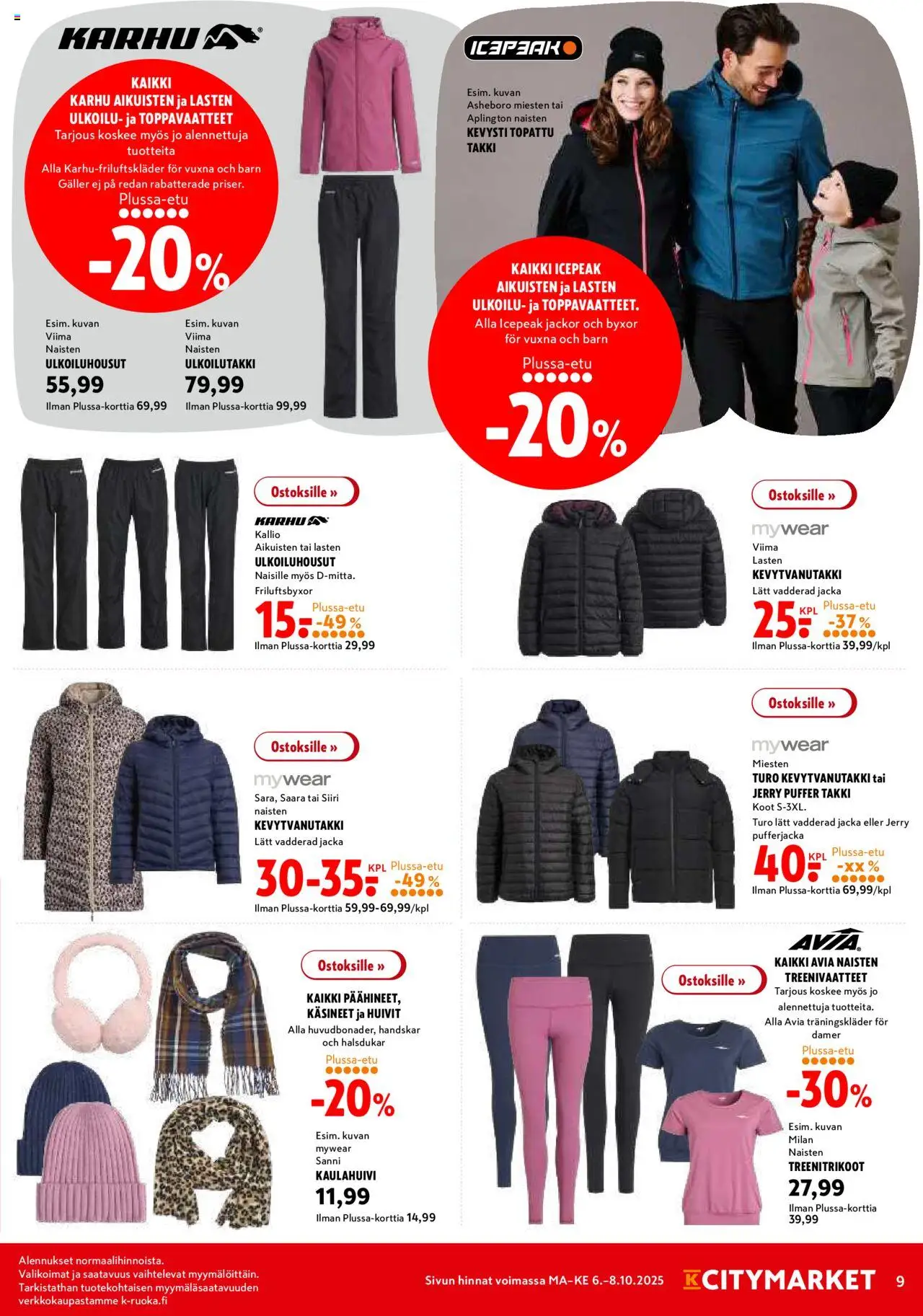 K-Citymarket tarjoukset – voimassa 06.10.2025 alkaen | Sivu: 9 | Tuotteet: Takki, Käsineet