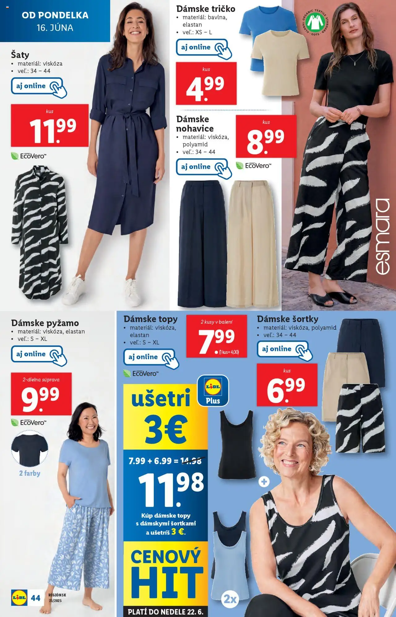 Lidl leták │ platný od 16.06.2025 | Strana: 56 | Produkty: Šaty, Tričko, Nohavice, Pyžamo
