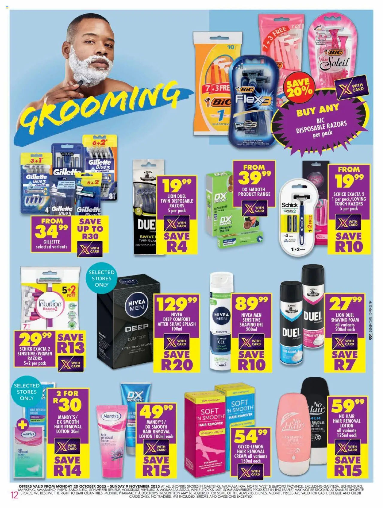 New Shoprite catalogue – valid from 20.10.2025 | Page: 12 | Products: Fragrance, Cream, Shaving foam, Foam