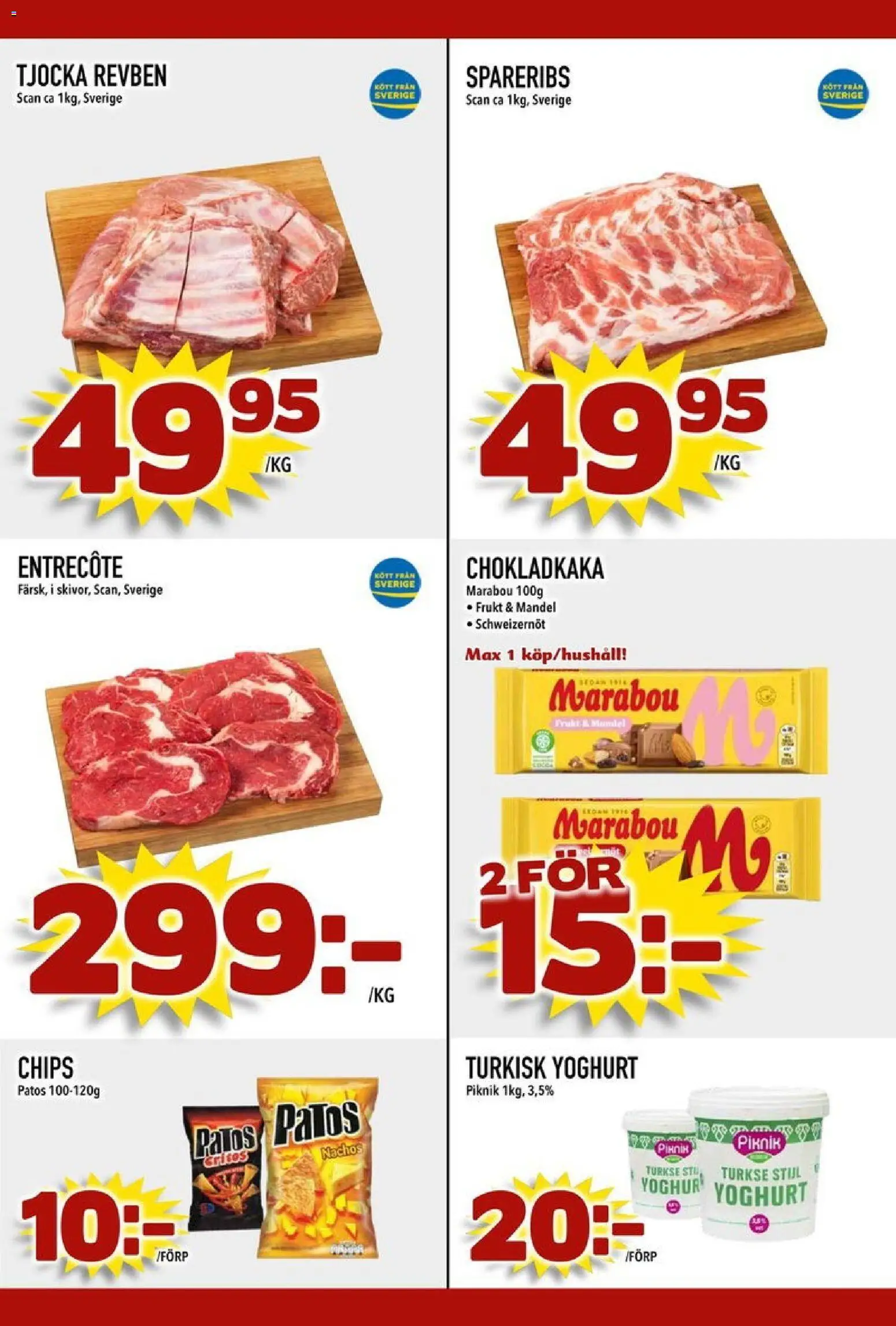 Din Mat reklamblad aktuell från 03.11.2025 | Sida: 3 | Produkter: Chokladkaka, Entrecote, Chips, Yoghurt