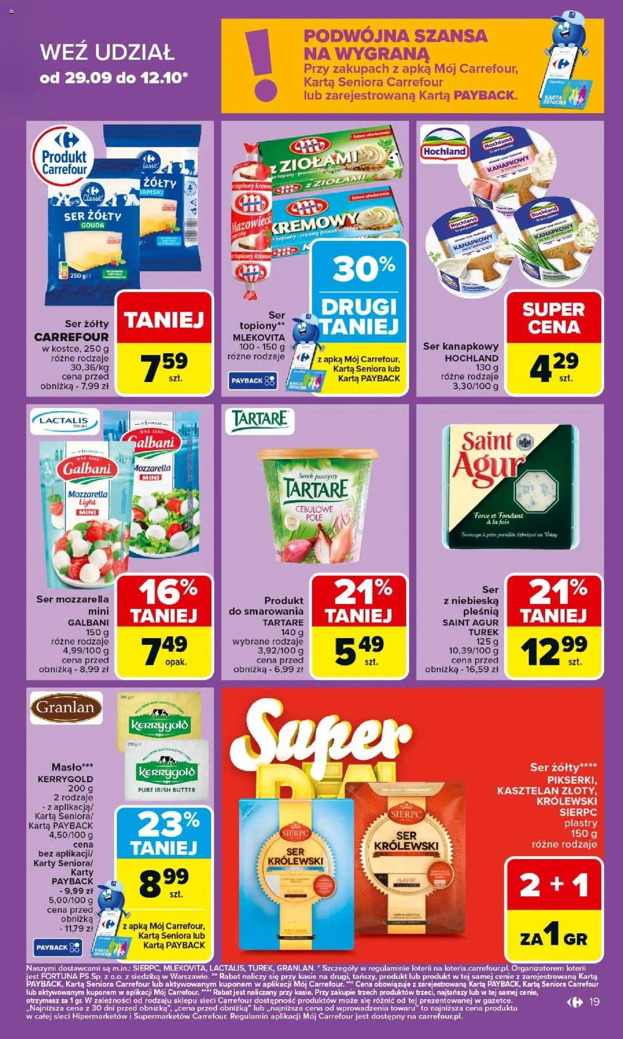 Carrefour Gazetka od 06.10.2025 | Strona: 19 | Produkty: Ser żółty, Masło, Ser, Mozzarella