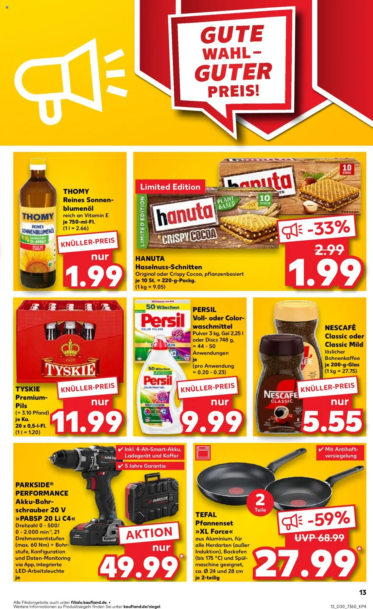 Kaufland Prospekt 	 - gültig ab dem 24.07.2025 | Seite: 13 | Produkte: Sonnenblumenol, Nescafe classic, Backofen, Persil