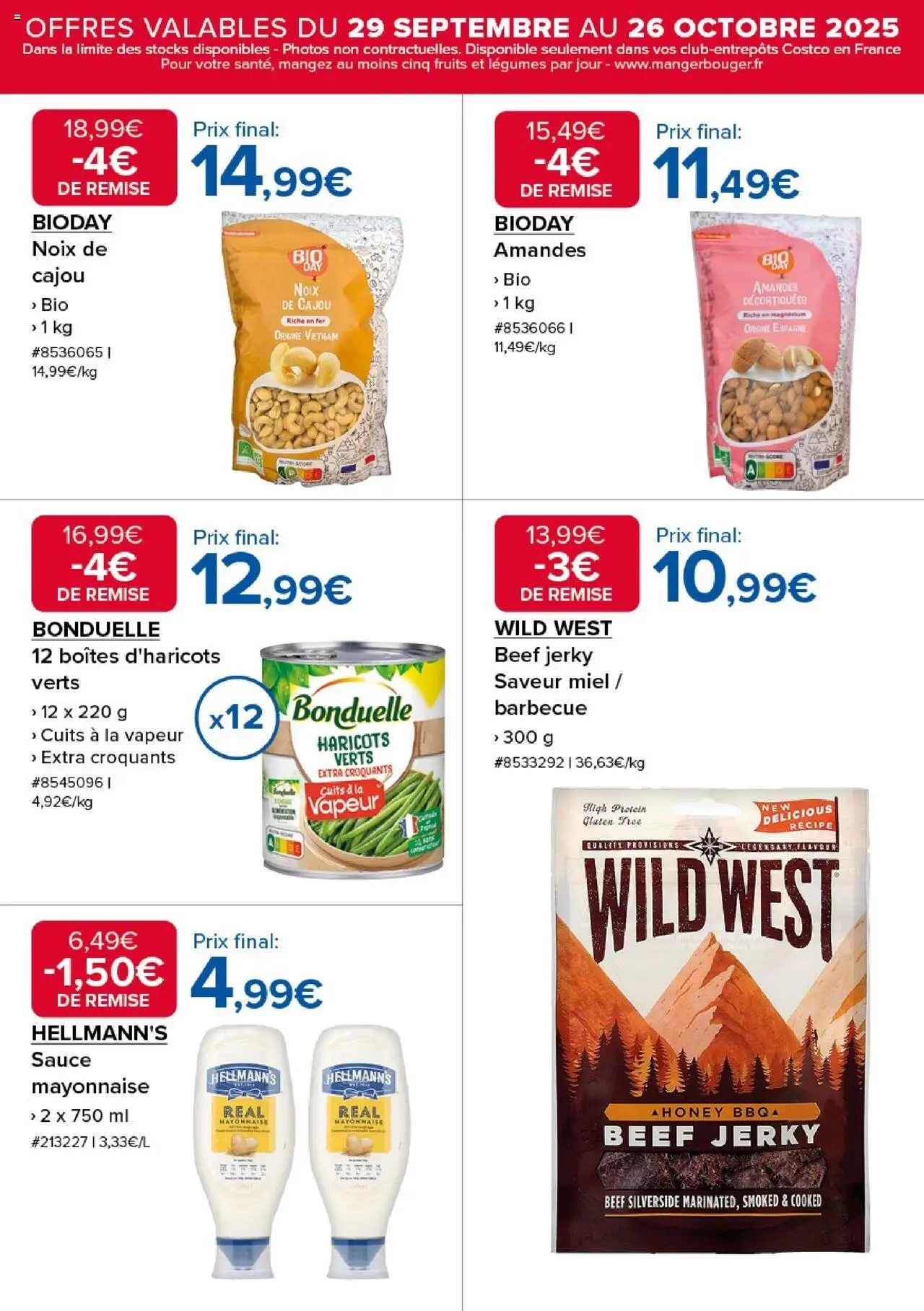 {H1} | Page: 14 | Produits: Haricots verts, Miel, Mayonnaise, Amandes