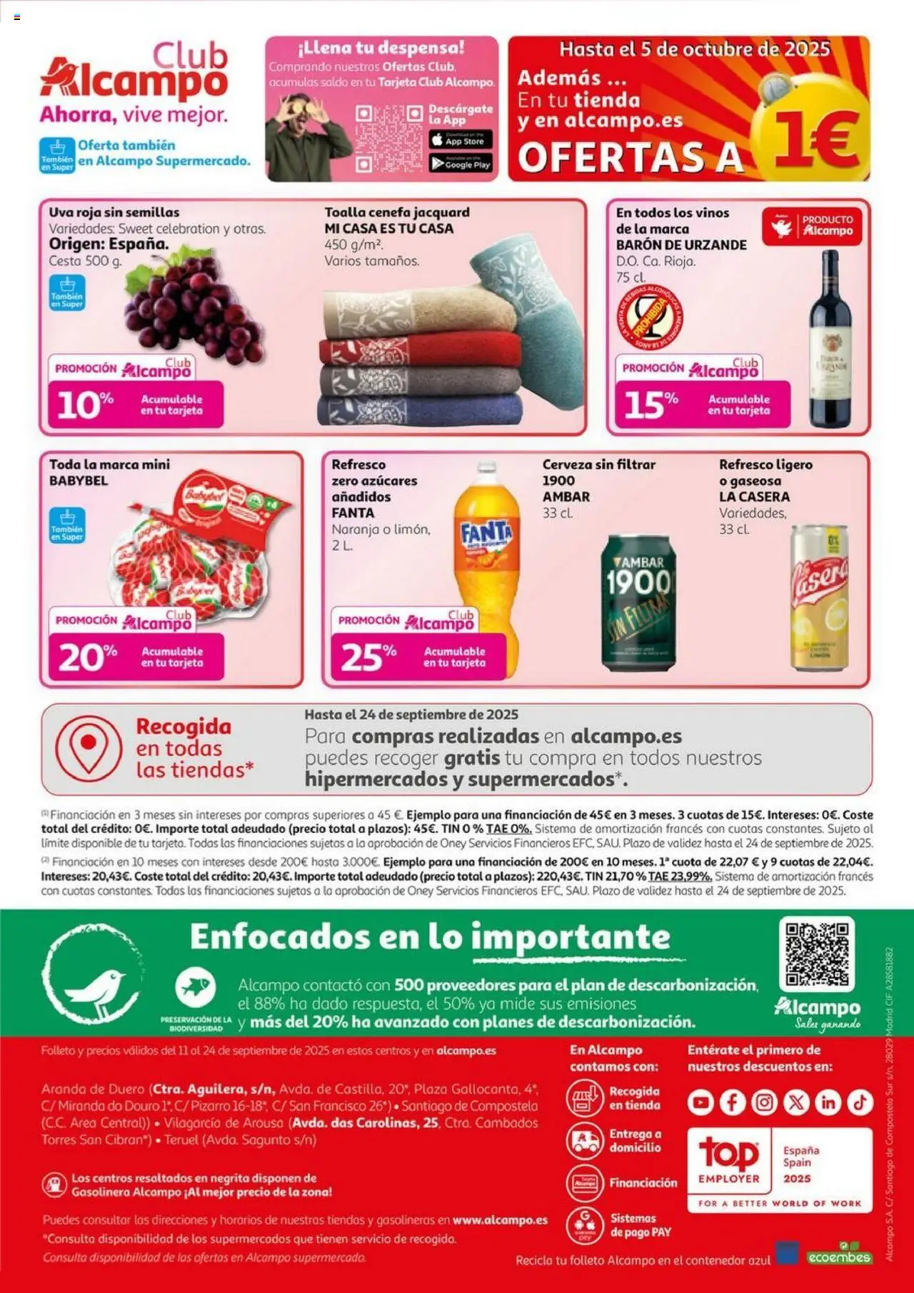 Alcampo - HP Nacional Unificado │ válido desde el 11.09.2025 | Página: 20 | Productos: Cerveza, Gaseosa, Cesta