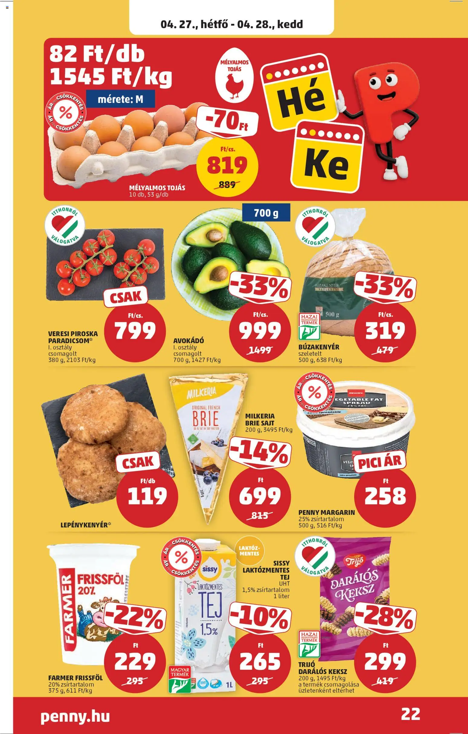 PENNY akciós ujság - amely érvényes a következő dátumtól: 23.04.2026 | Oldal: 25 | Termékek: Farmer, Margarin, Tej, Sajt