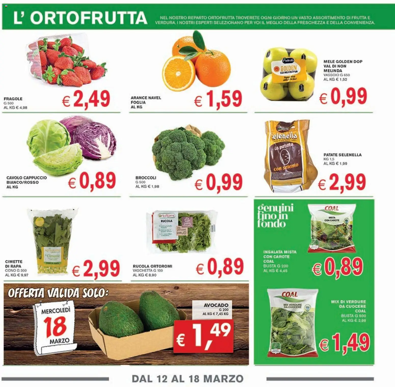 Volantino Coal del 12.03.2026 | Pagina: 2 | Prodotti: Verdure, Cavolo, Cappuccio, Vassoio
