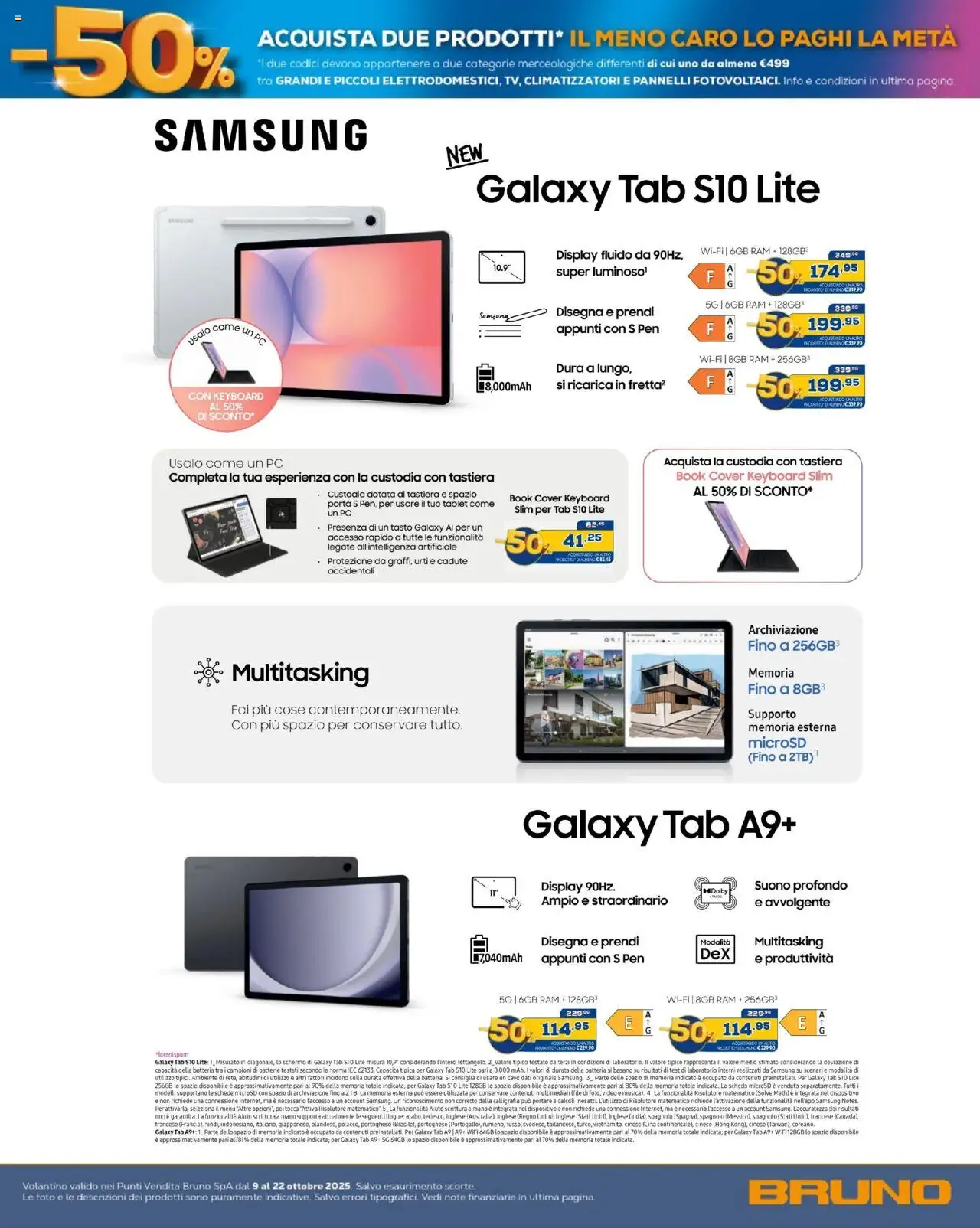 Volantino BRUNO del 09.10.2025 | Pagina: 39 | Prodotti: Schermo, Tablet, Tastiera, Samsung