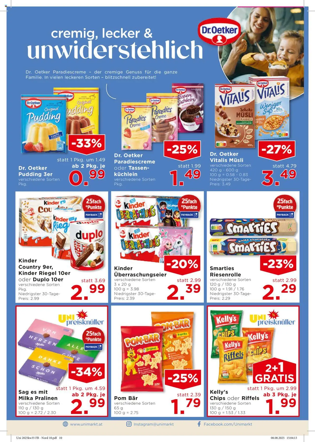 Unimarkt Ost gültig ab 27.08.2025 | Seite: 10 | Produkte: Chips, Creme