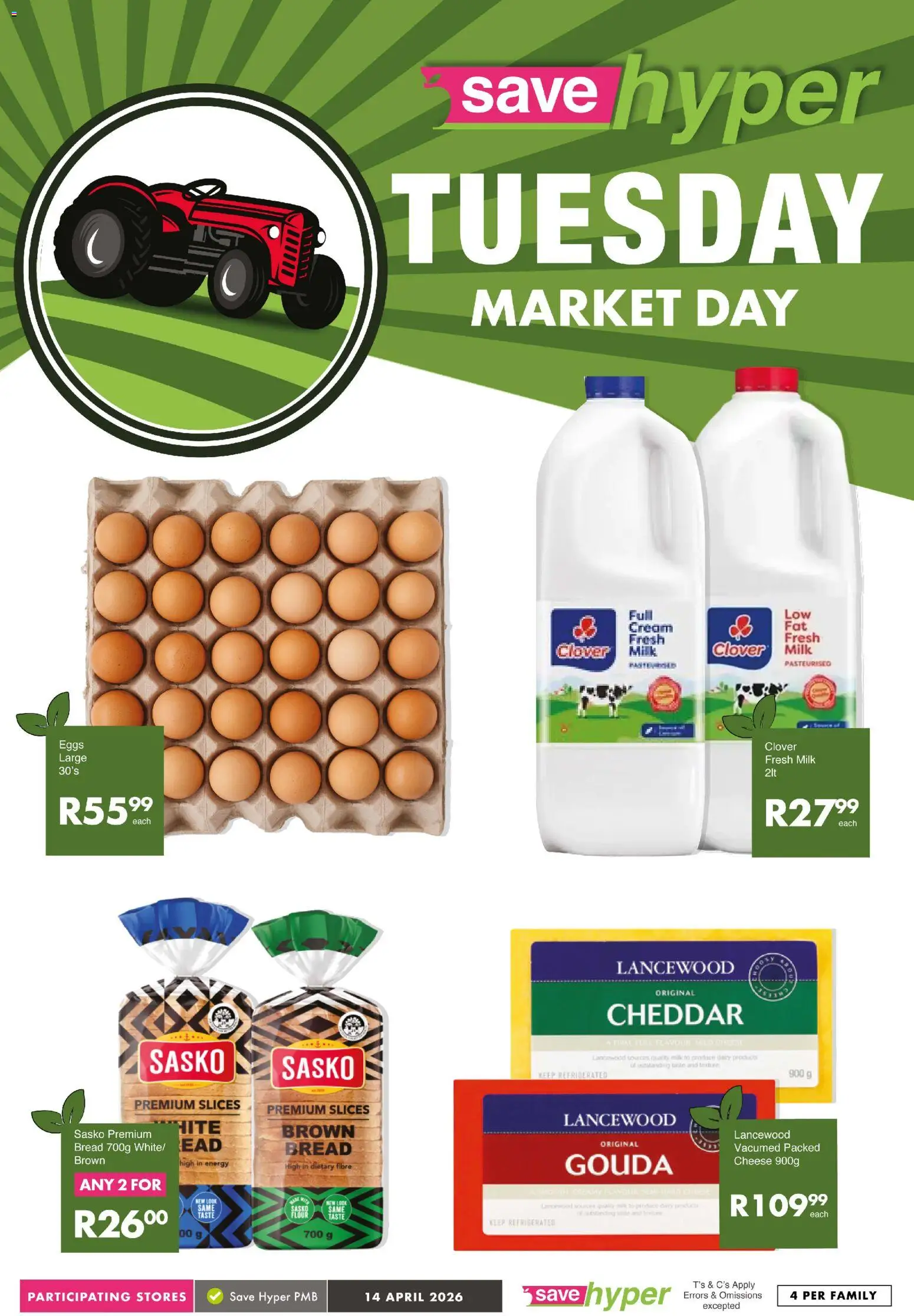 New Save catalogue – valid from 14.04.2026 | Page: 9 | Products: Milk, Eggs, Bread, Cream