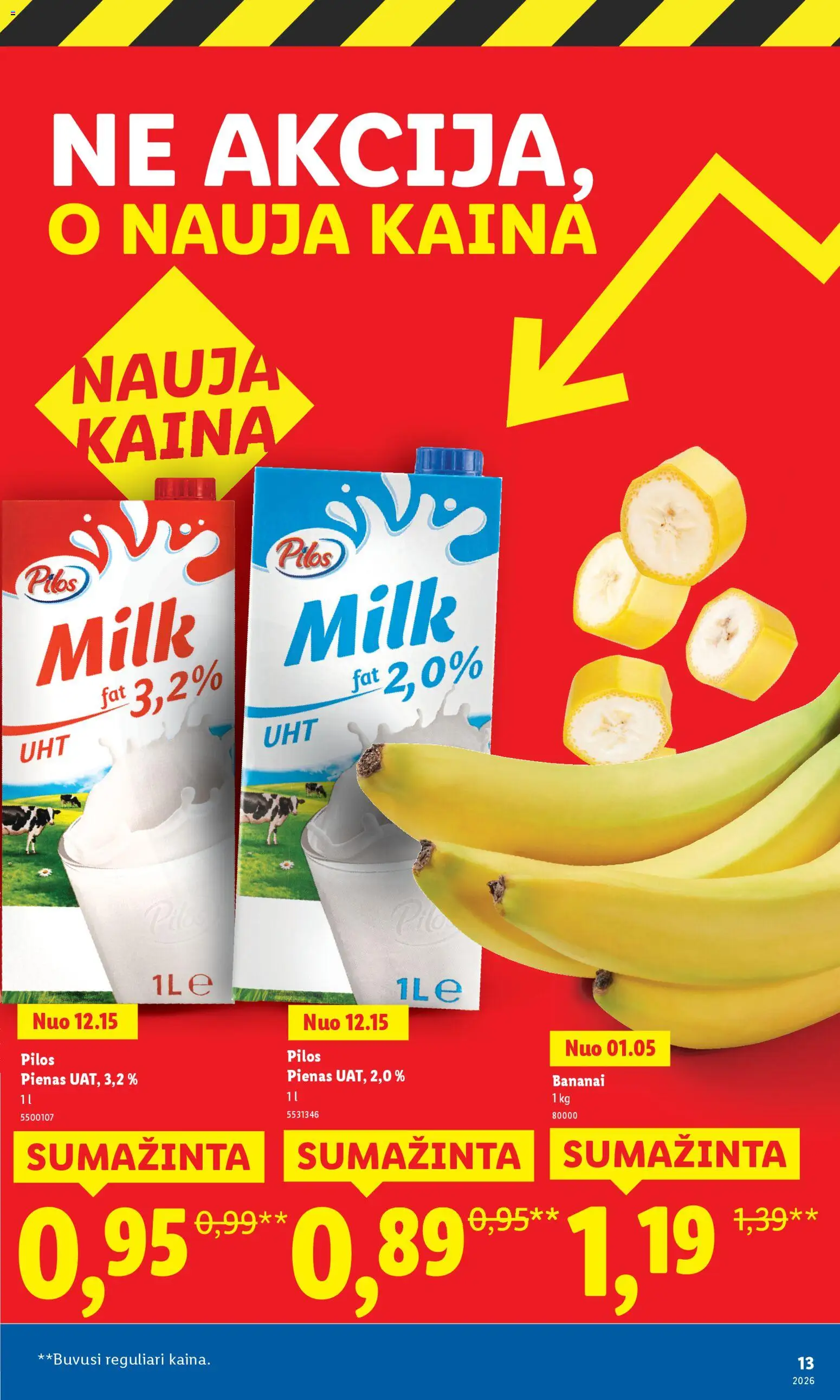 LIDL akcijos nuo 02.03.2026 | Puslapis: 13 | Prekių: Pienas, Bananai