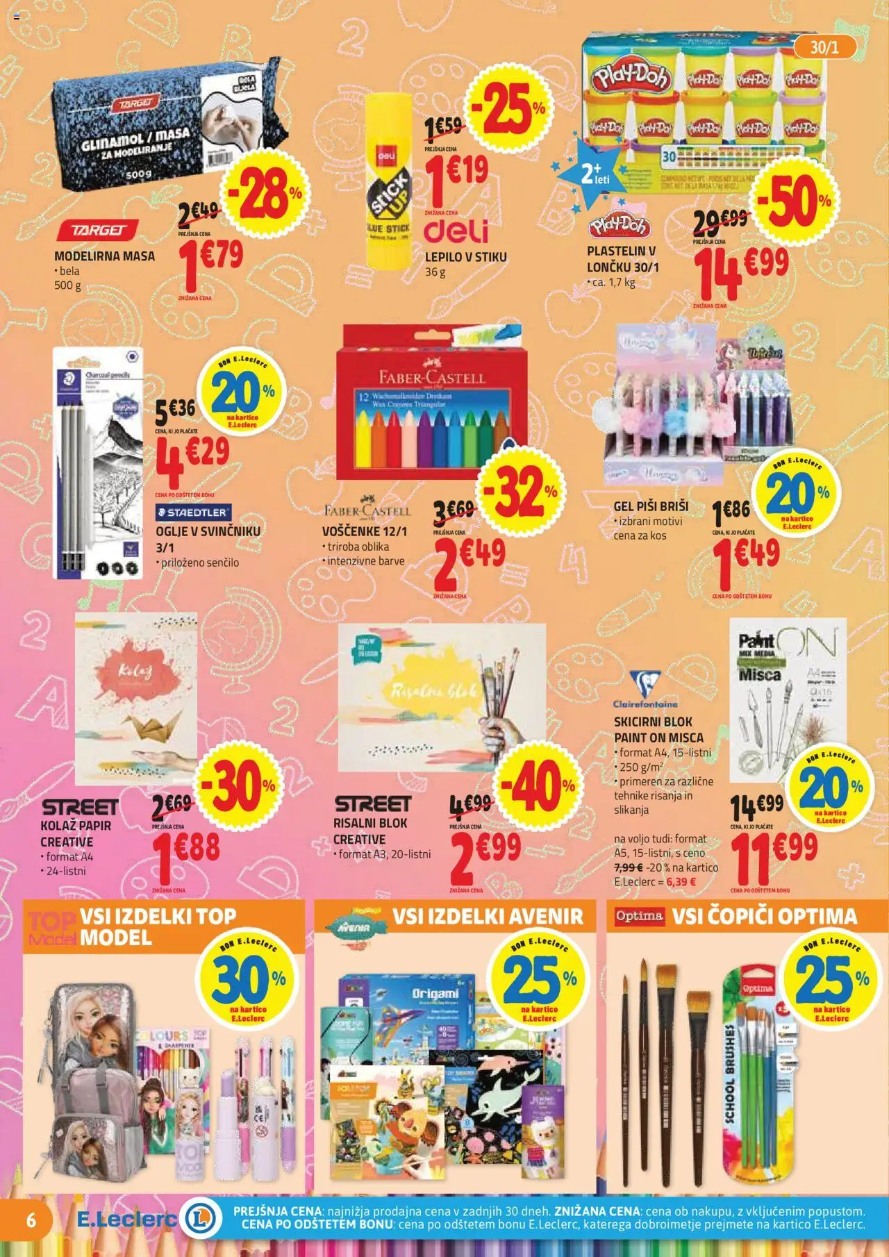 E.leclerc katalog vse za šolo │ velja od 13.08.2025 | Stran: 6 | Izdelki: Kos, Blok, Senčilo, Lepilo
