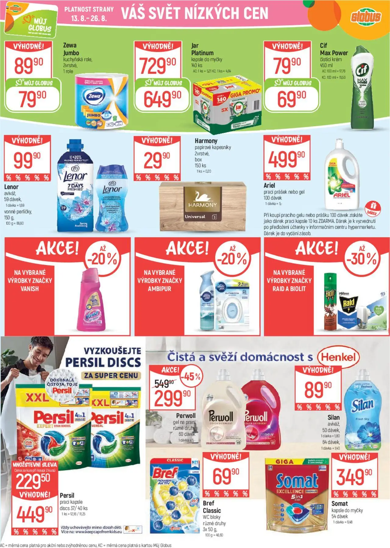 Globus leták od 13.08.2025 | Strana: 34 | Produkty: Papírové kapesníky, Ariel, Perwoll, Raid