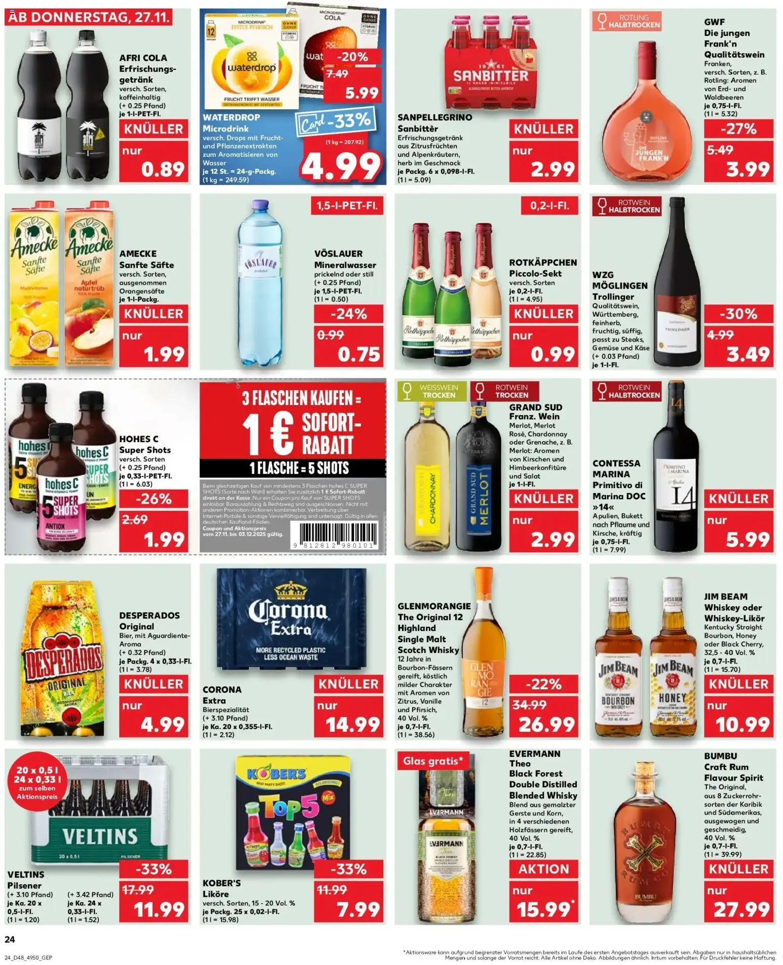 Kaufland prospekt Steinheim An Der Murr	 – gültig ab 30.11.2025 | Seite: 24 | Produkte: Rotwein, Rotwein trocken, Rum, Pfirsich