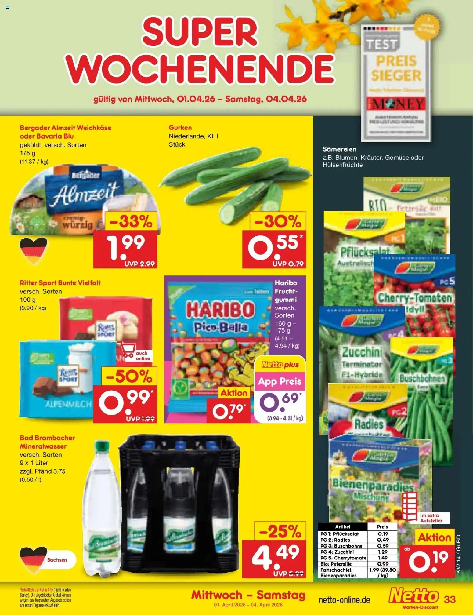 Netto Marken-Discount Prospekt Augustusburg	 – gültig ab 29.03.2026 | Seite: 47 | Produkte: Ritter sport, Mineralwasser, Gurken, PC