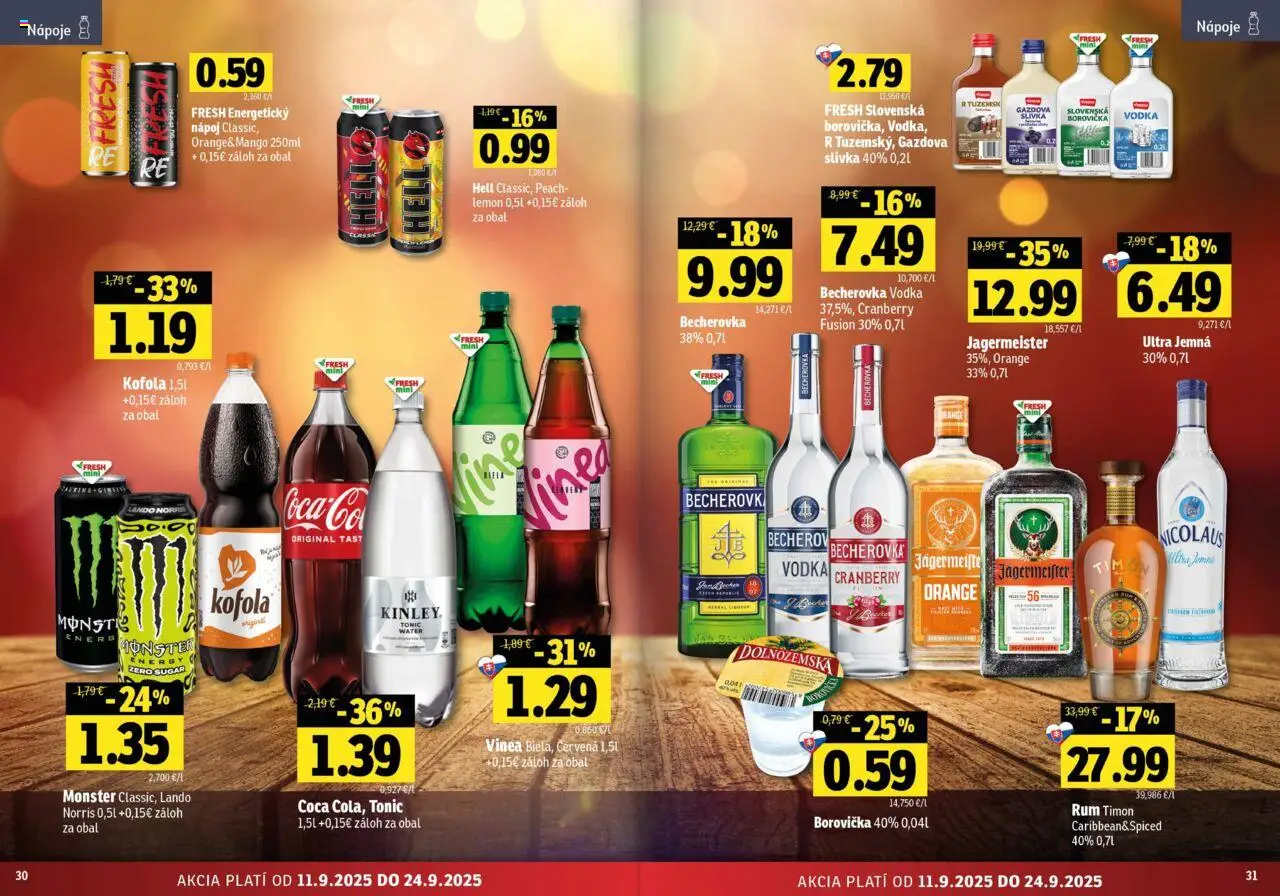 Nové Fresh akcie – leták je platný od 11.09.2025 | Strana: 16 | Produkty: Kofola, Vodka, Rum, Nicolaus vodka