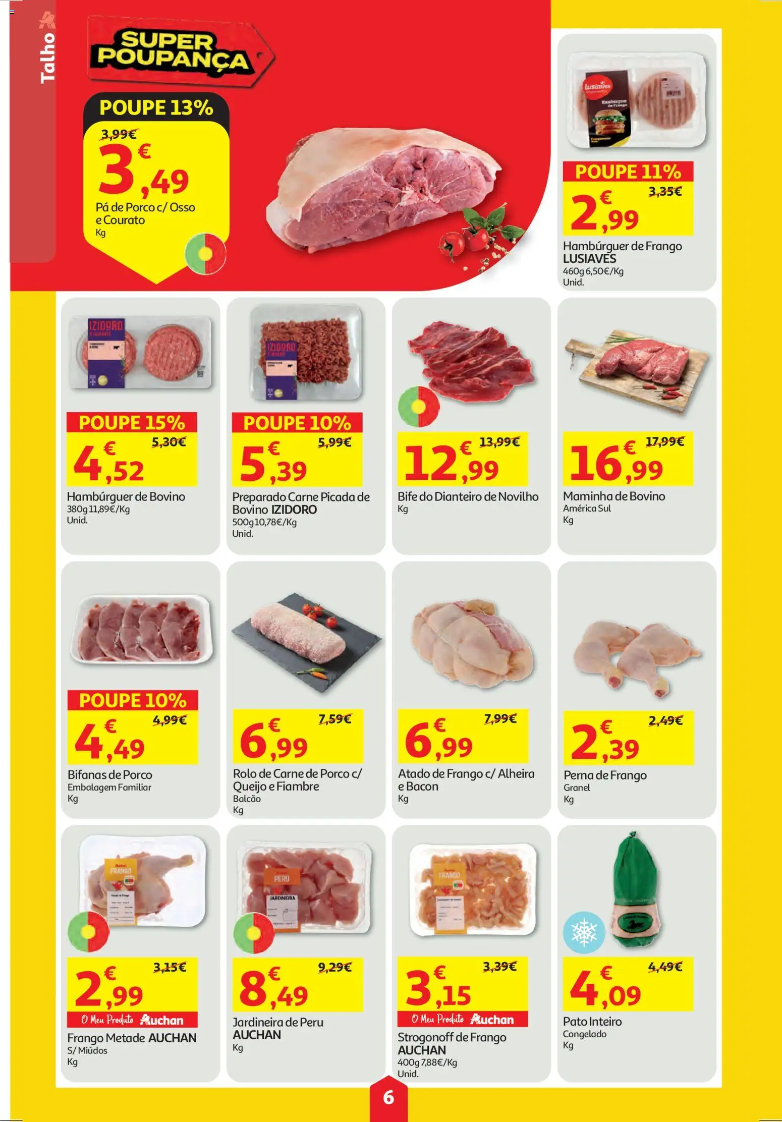 Auchan folheto │ válido de 19.03.2026 | Página: 6 | Produtos: Frango, Queijo, Carne, Alheira