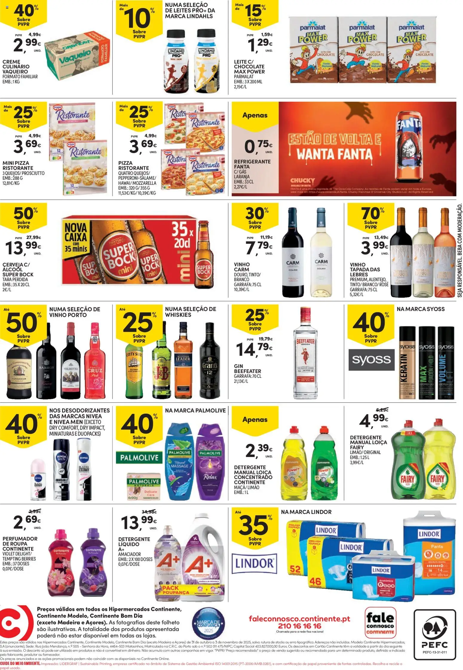 Continente - Fim de Semana │ válido de 31.10.2025 | Página: 4 | Produtos: Detergente, Chocolate, Pizza, Creme