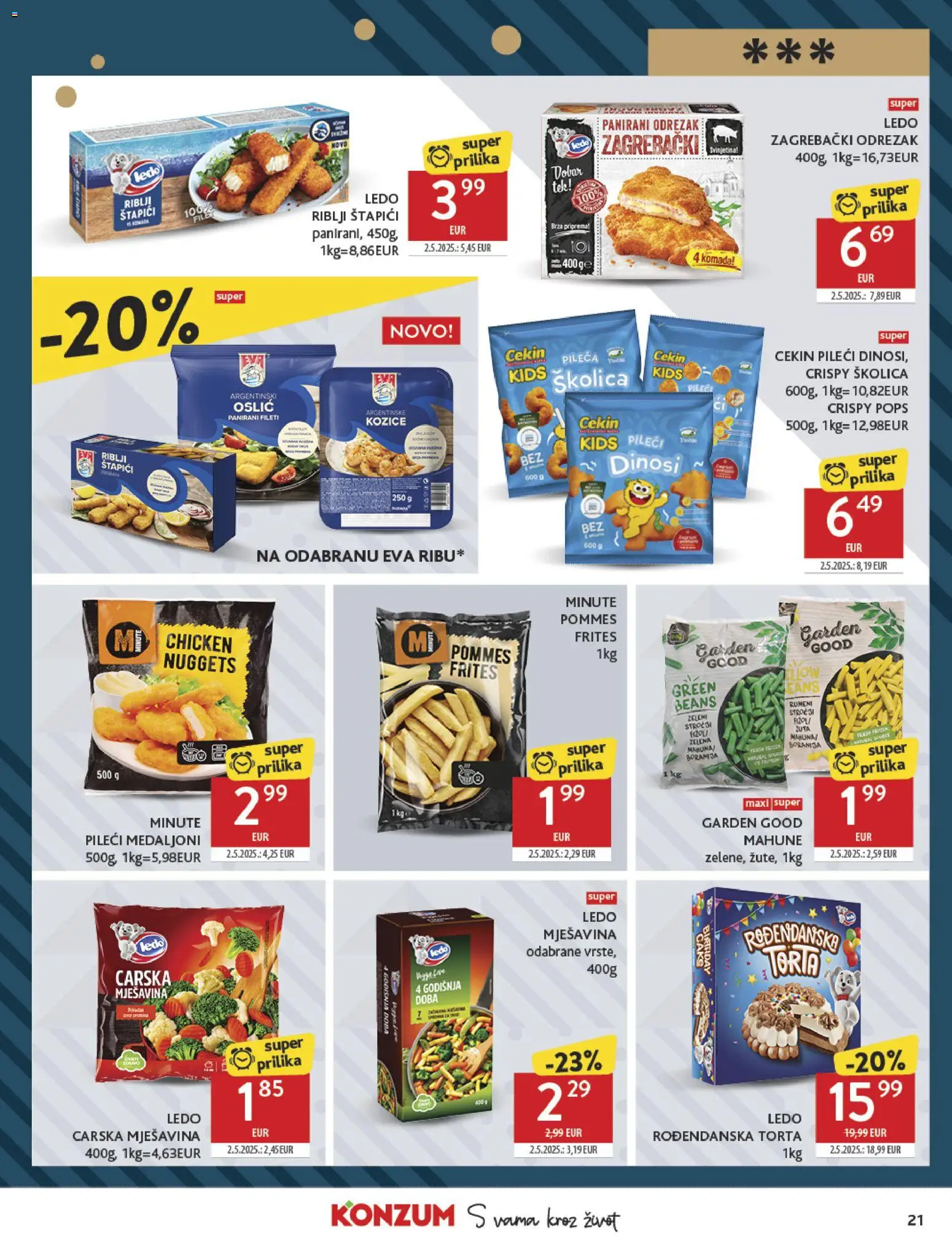 Konzum HR akciós ujság - amely érvényes a következő dátumtól: 10.12.2025 | Oldal: 21 | Termékek: Torta, Tök, Nuggets