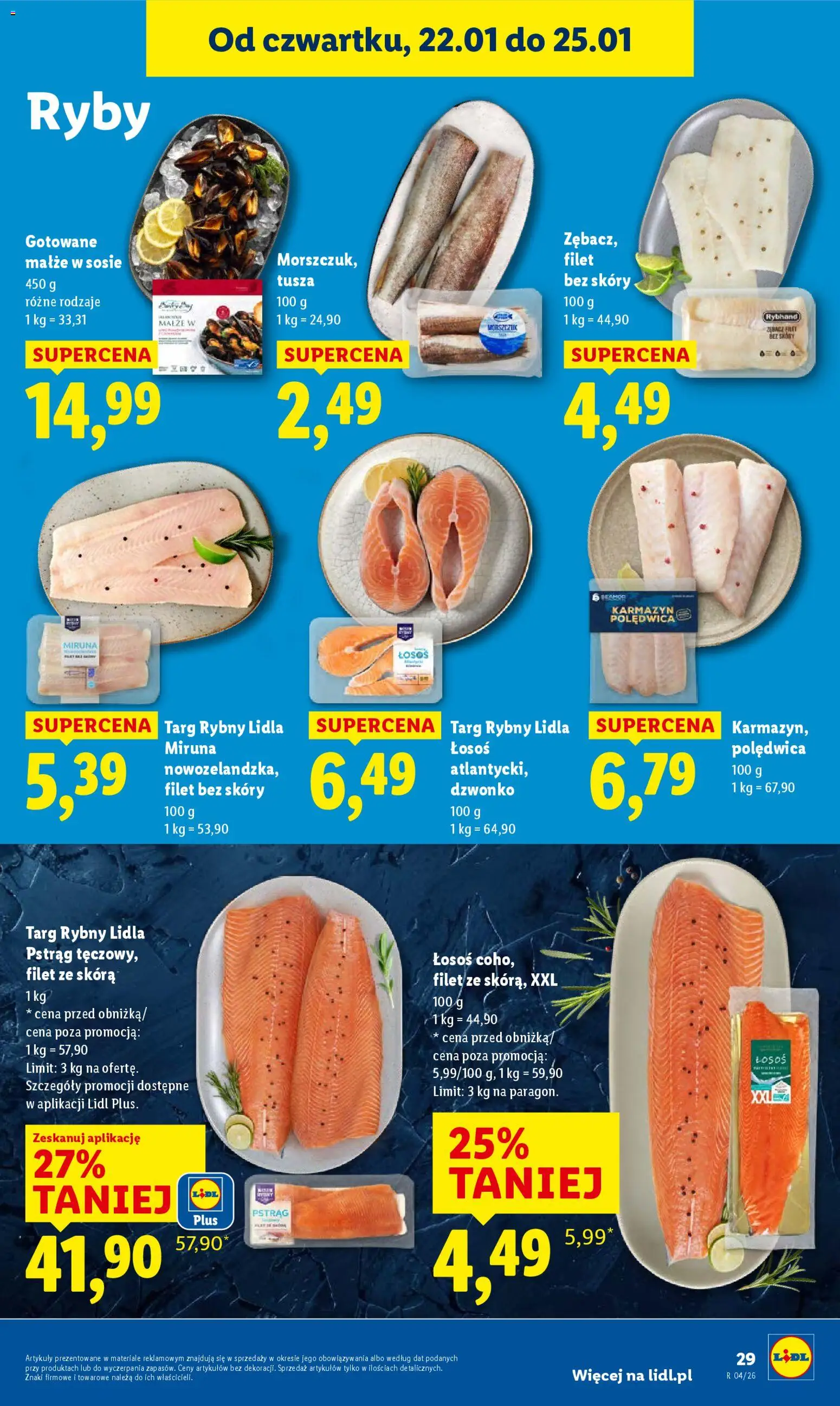 Lidl Gazetka od 22.01.2026 | Strona: 29 | Produkty: Miruna, Pstrąg, Łosoś, Morszczuk