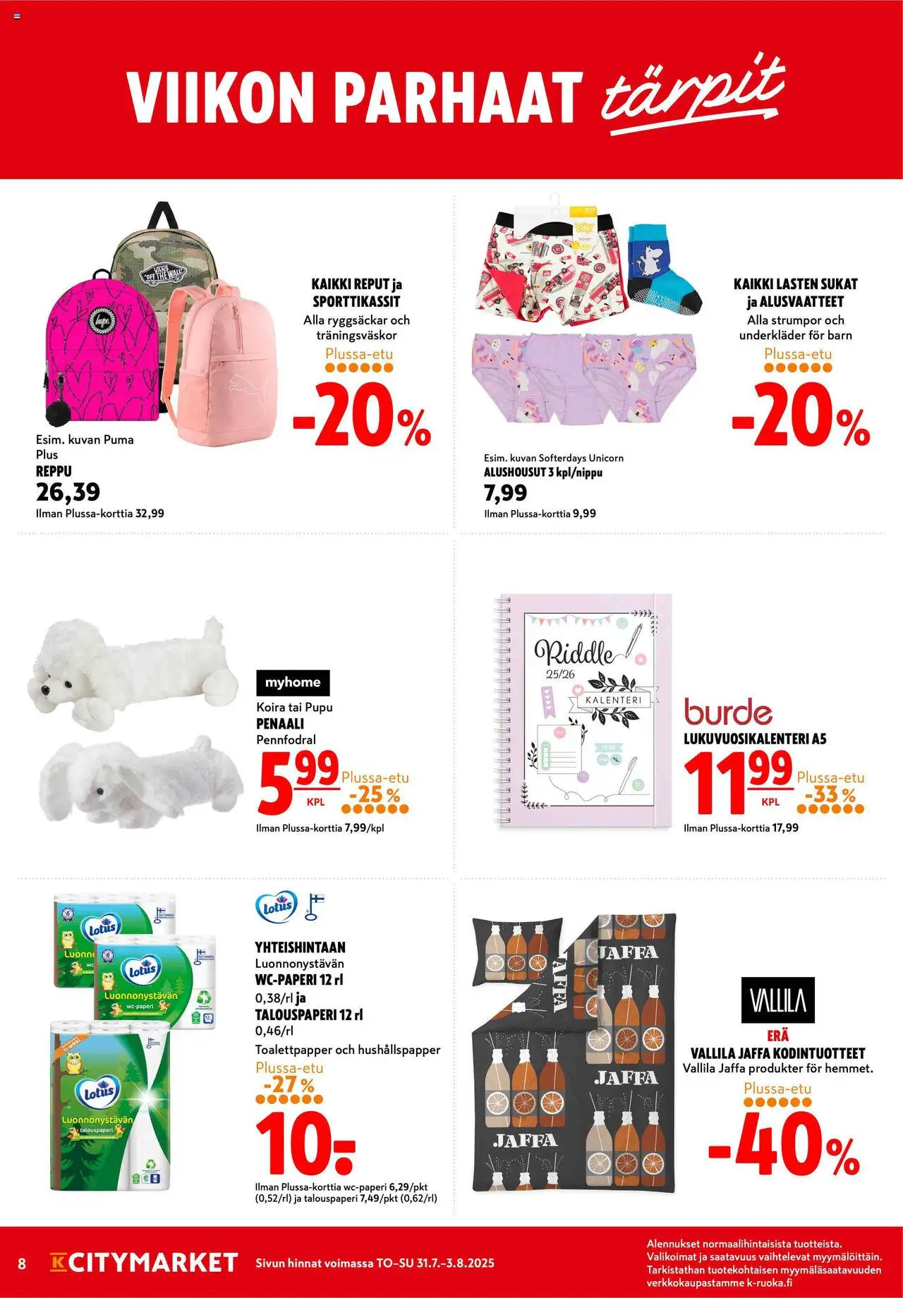  | Sivu: 8 | Tuotteet: Alusvaatteet, Sukat, Alushousut, Reppu