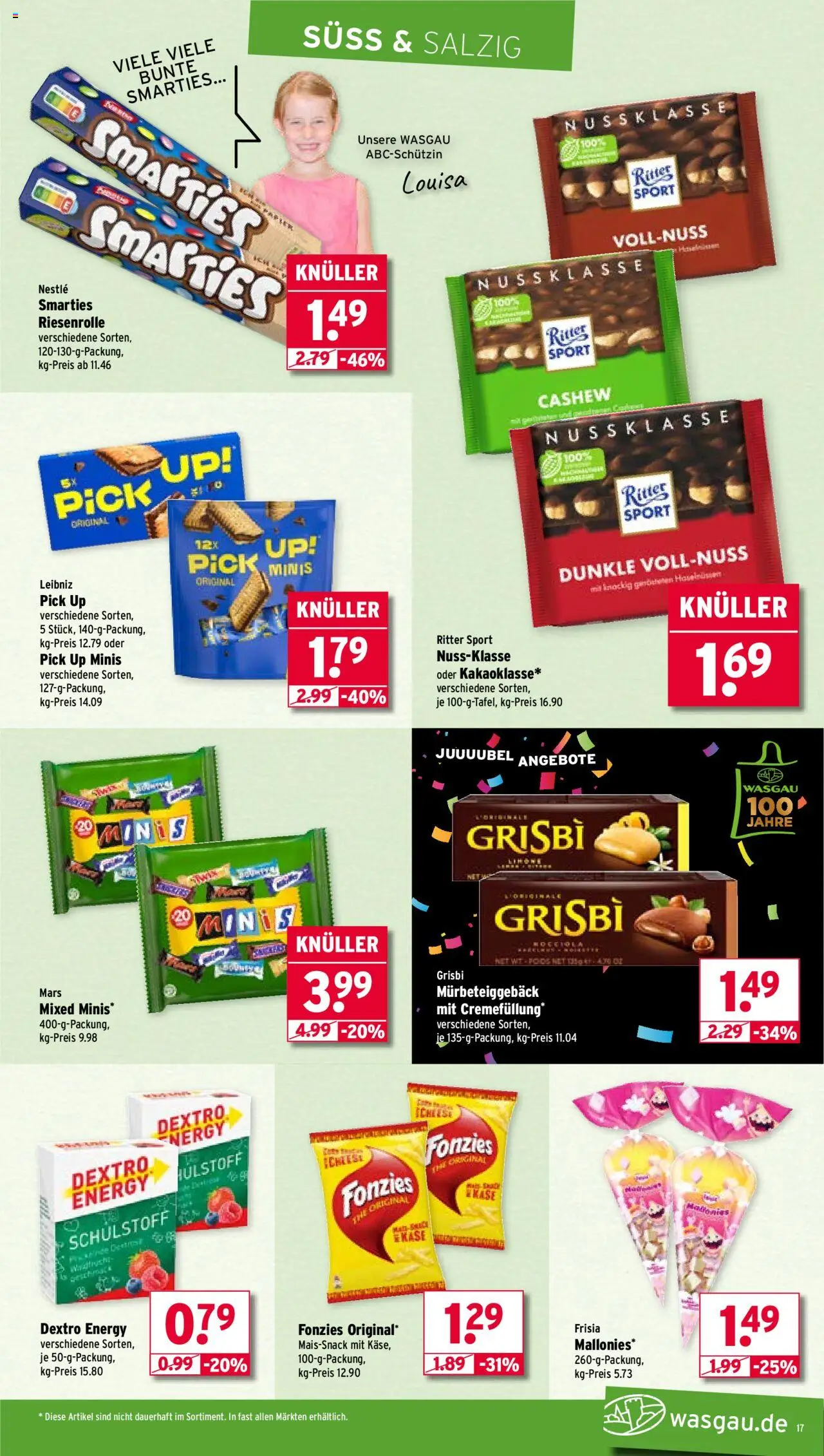Wasgau Prospekt 	 - gültig ab dem 11.08.2025 | Seite: 17 | Produkte: Käse, Ritter sport, Smarties, Mars