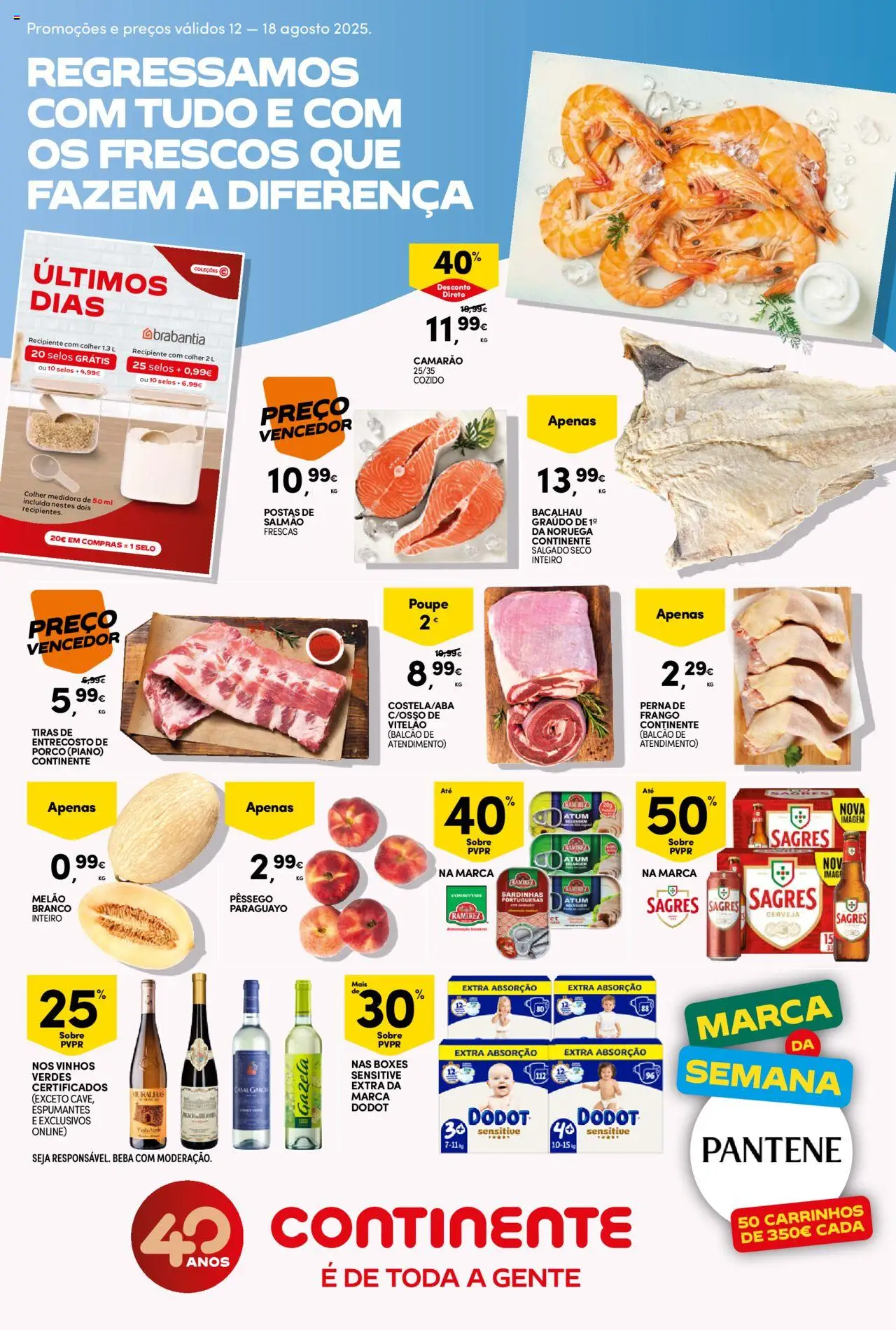 Continente folheto │ válido de 12.08.2025 | Página: 1 | Produtos: Boné, Frango, Camarão, Cerveja