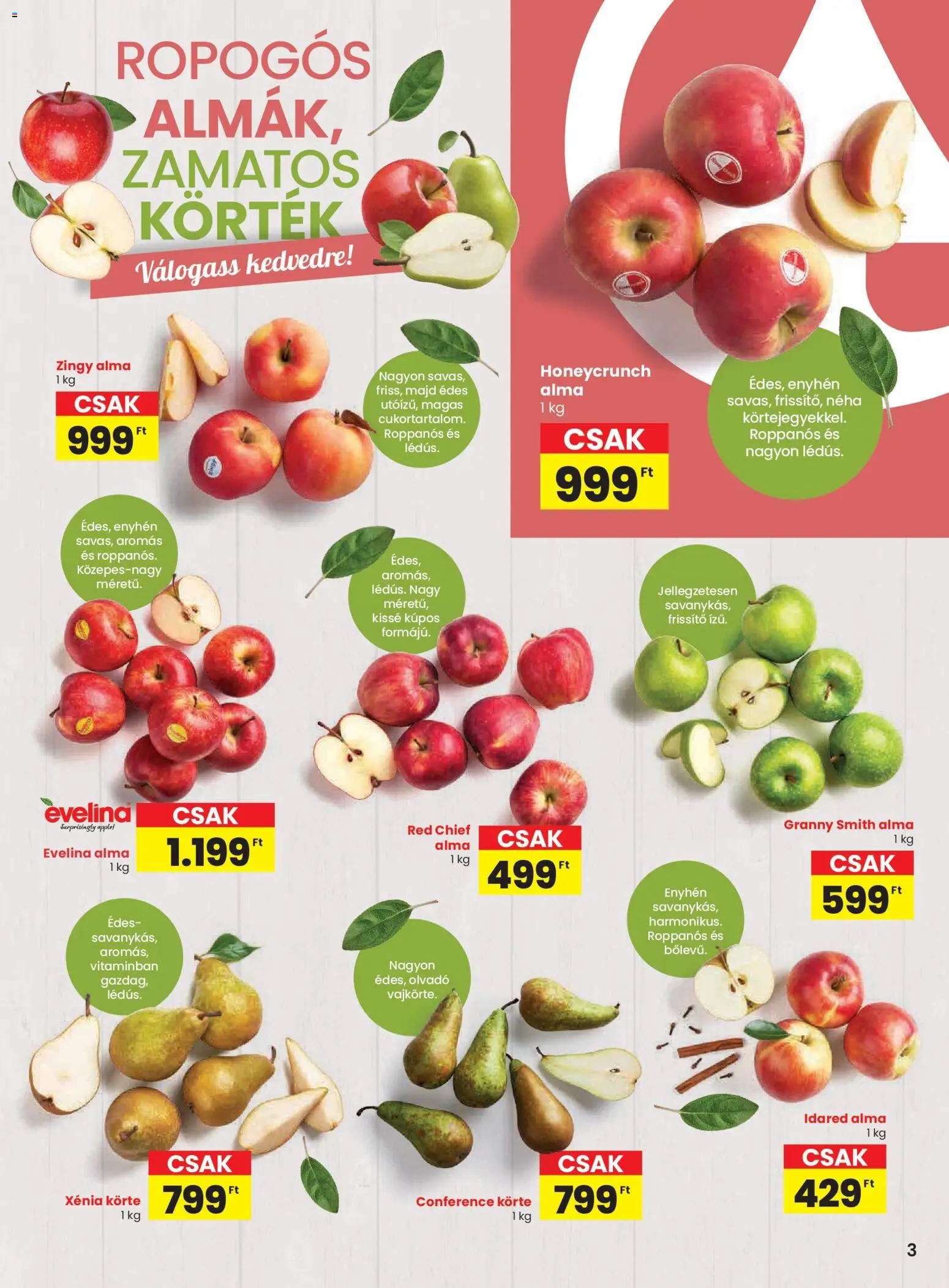 Spar akciós ujság - amely érvényes a következő dátumtól: 30.10.2025 | Oldal: 3 | Termékek: Körte, Alma