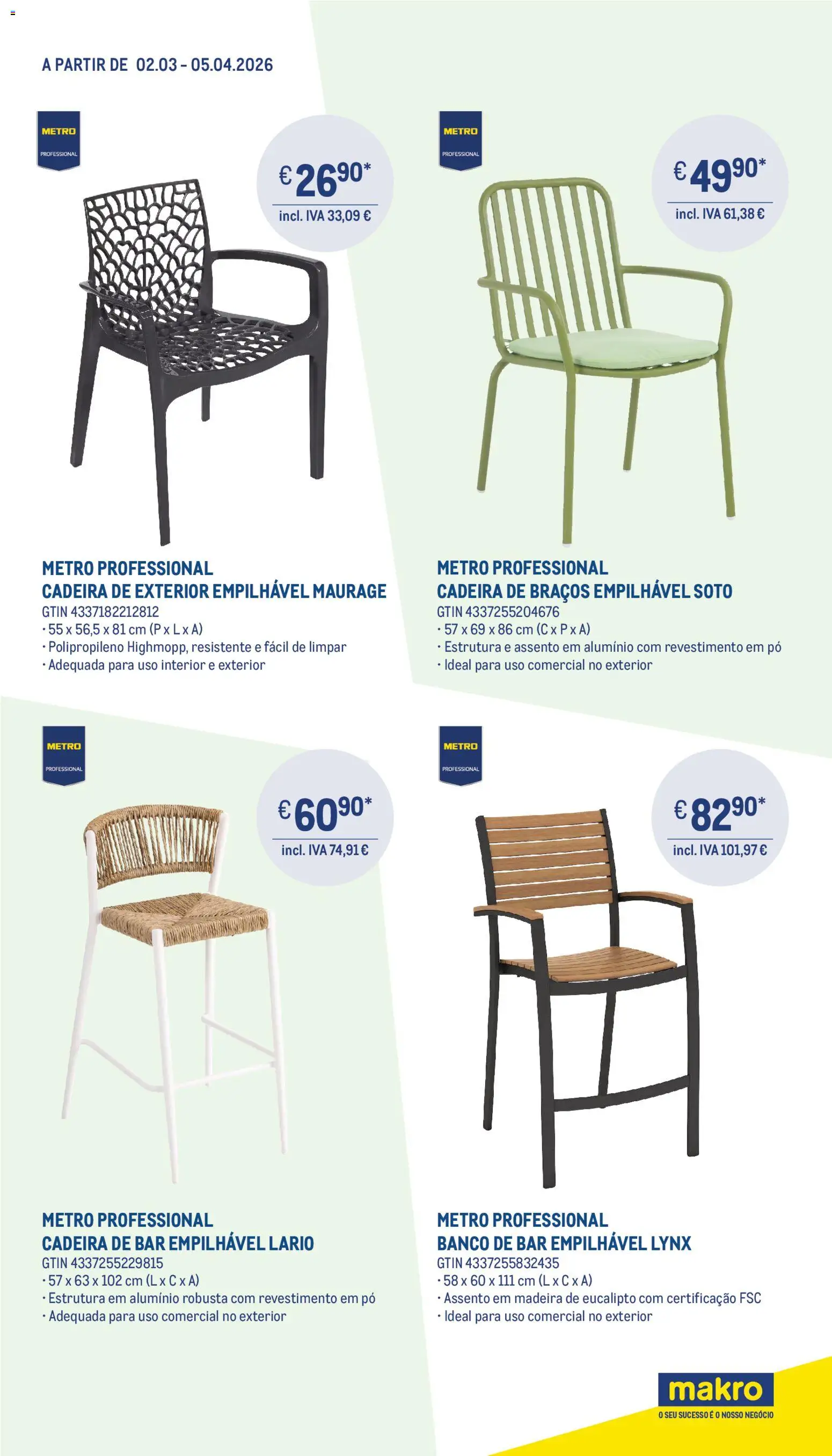Makro  Prepare o seu negócio para o bom tempo e poupe │ válido de 02.03.2026 | Página: 2 | Produtos: Banco, Pó, Cadeira