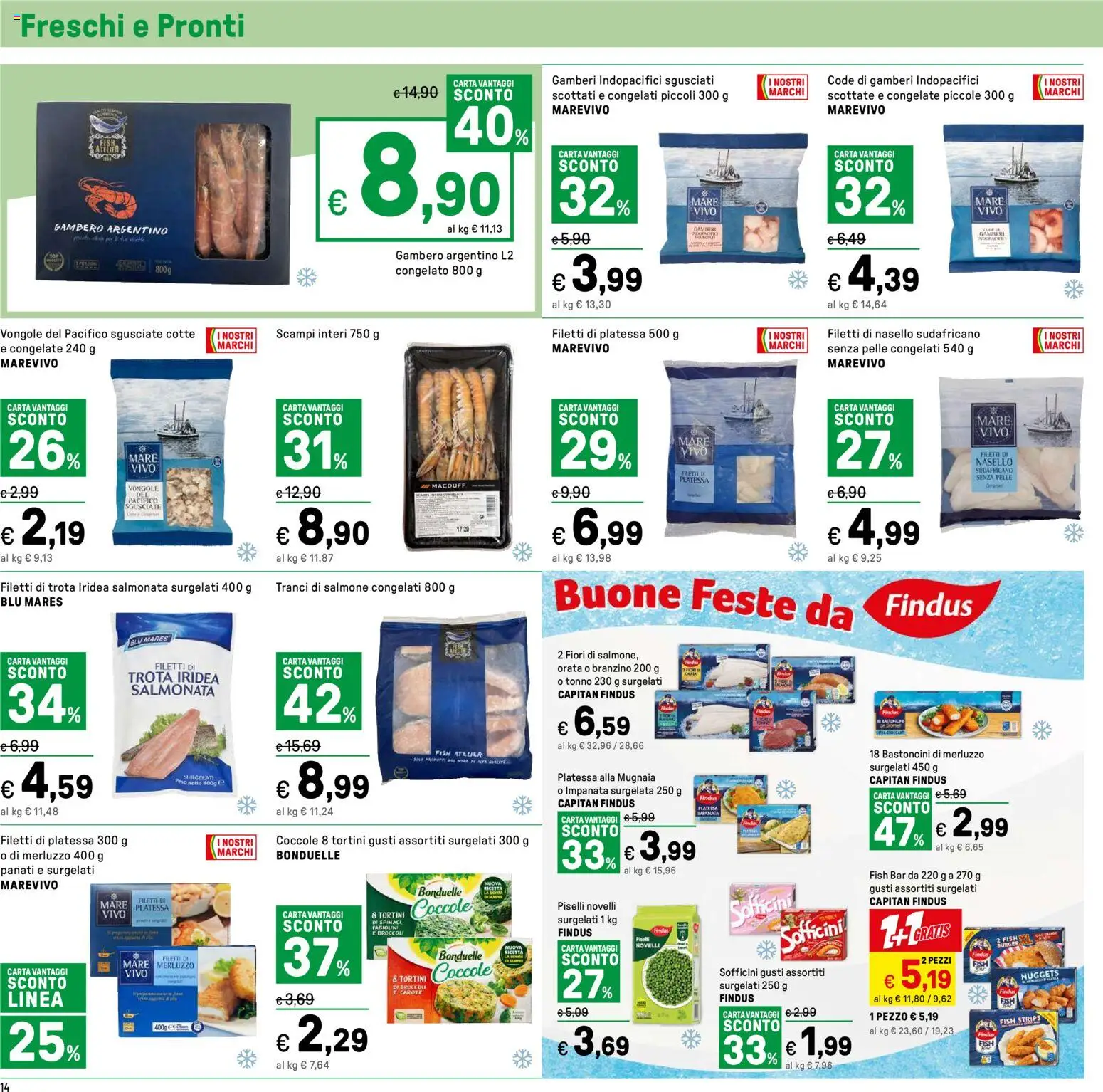 Volantino Iper del 31.12.2025 | Pagina: 14 | Prodotti: Salmone, Trota, Spinaci, Piselli