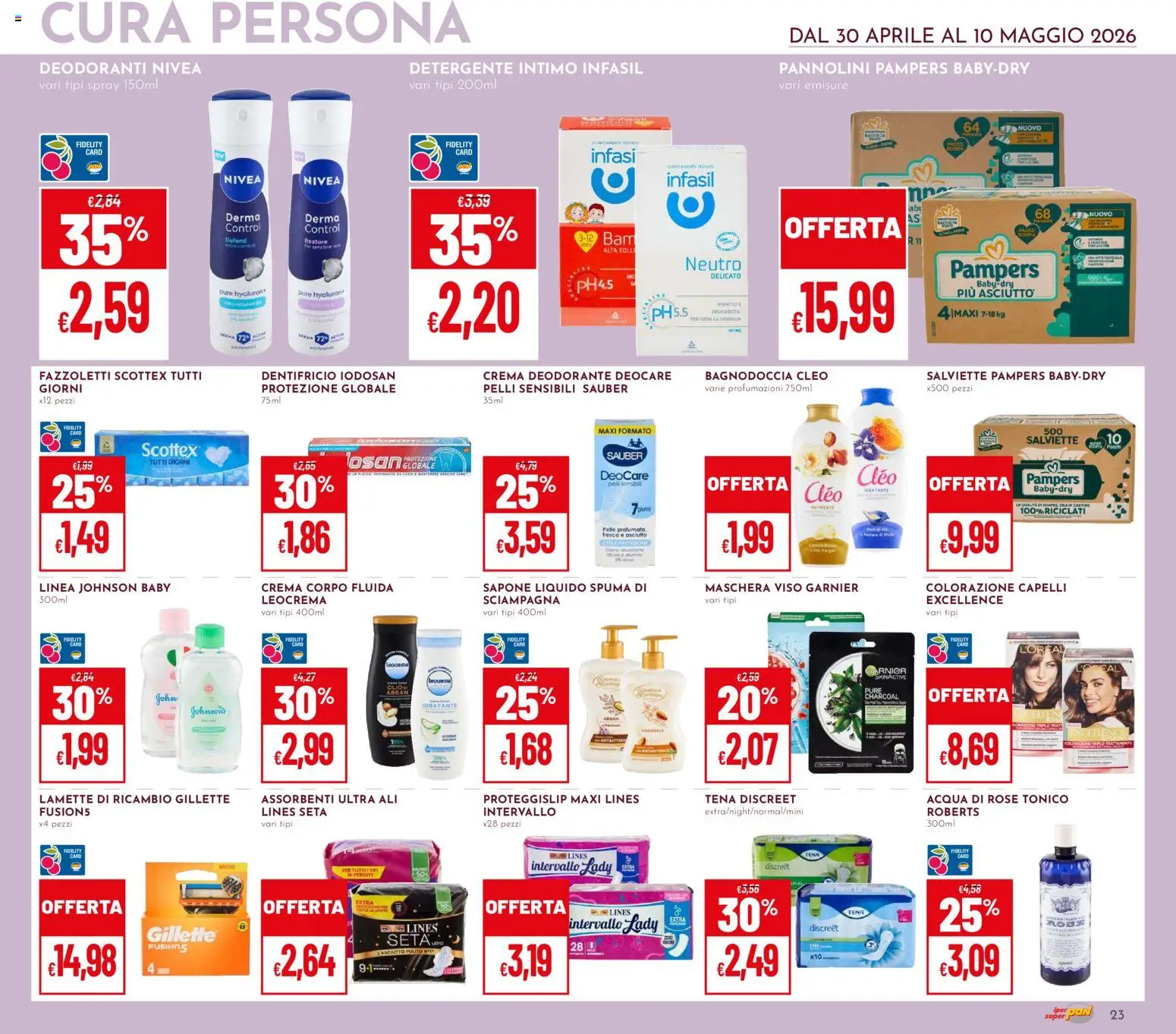 Volantino Pan del 30.04.2026 | Pagina: 23 | Prodotti: Deodorante, Detergente, Colorazione capelli, Maschera viso