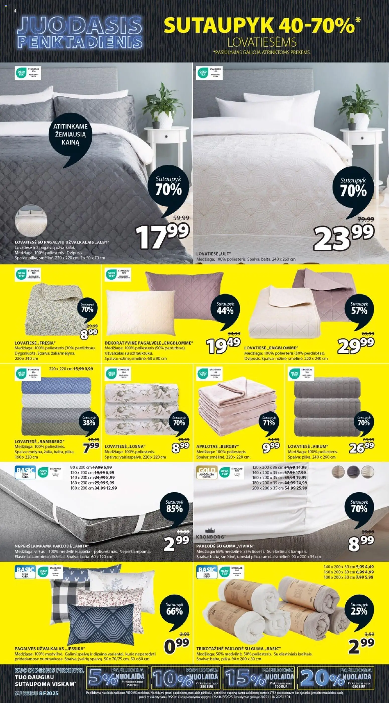 JYSK akcijos nuo 18.11.2025 | Puslapis: 4 | Prekių: Pagalvėlė, Lovatiesė, Užvalkalas