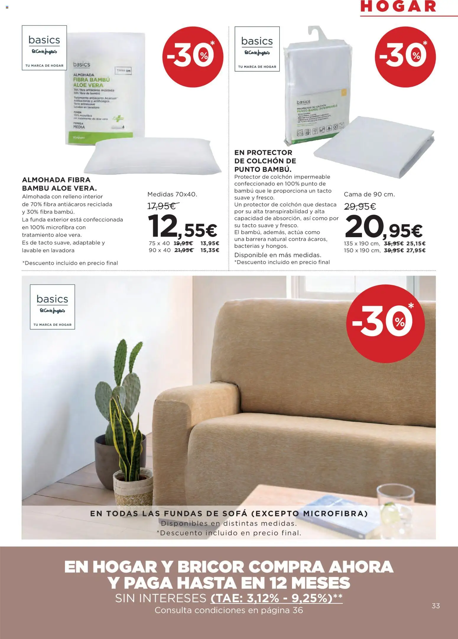Hipercor catálogo │ válido desde el 12.02.2026 | Página: 33 | Productos: Colchon, Cama, Almohada, Sofá