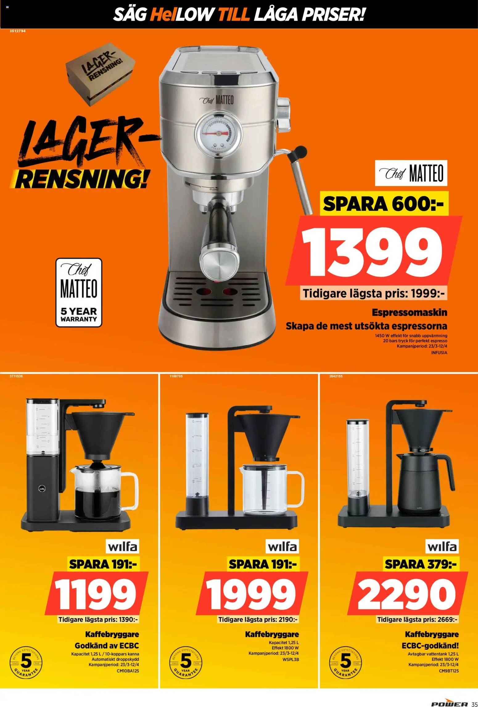 Power reklamblad aktuell från 30.03.2026 | Sida: 35 | Produkter: Kaffebryggare, Såg