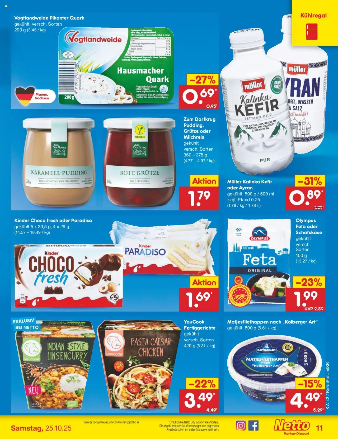 Netto Marken-Discount Prospekt 	 – gültig ab 20.10.2025 | Seite: 17 | Produkte: Kefir, Wasser, Zucker, Schafskase