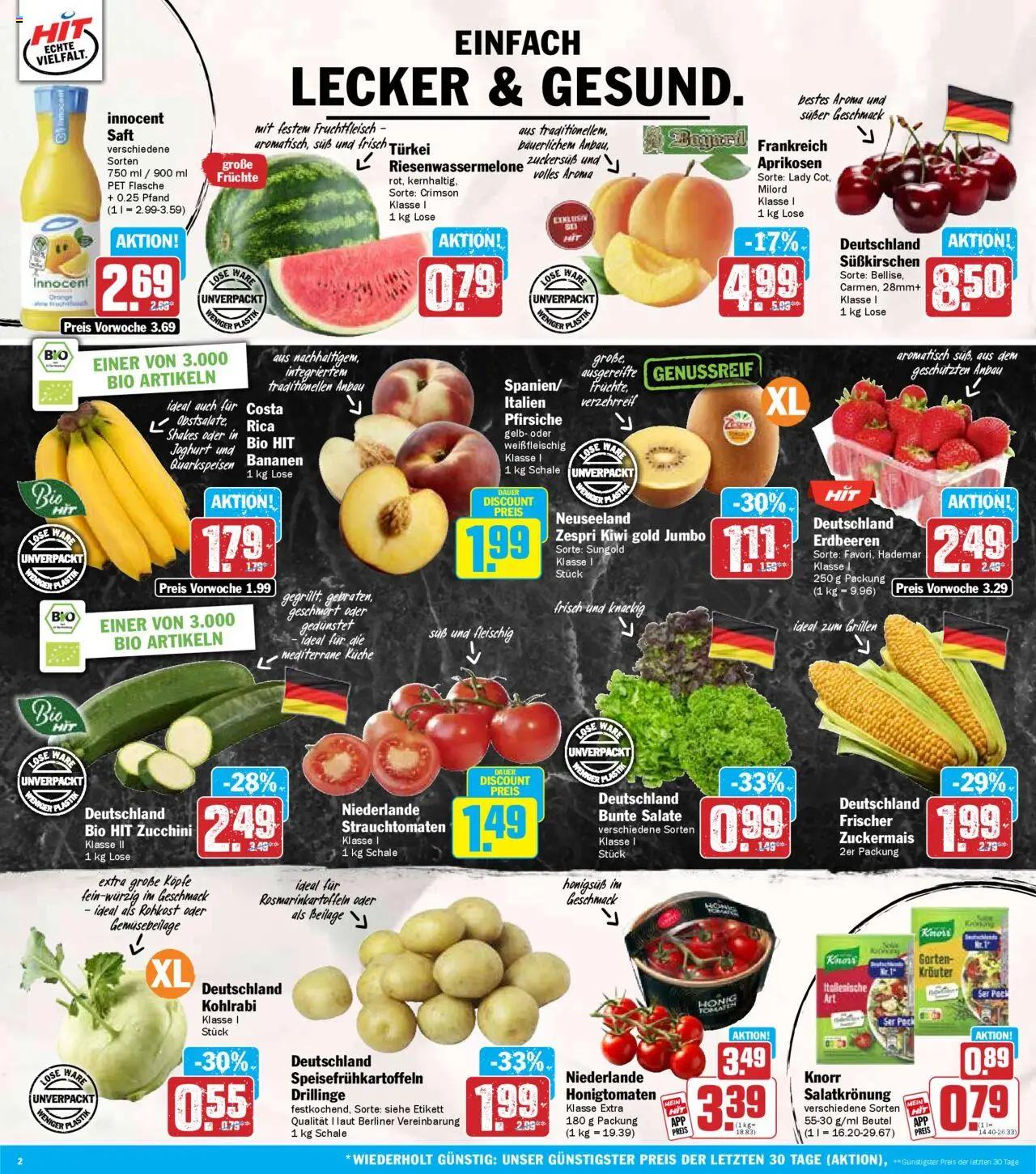 HIT Prospekt 	 - gültig ab dem 07.07.2025 | Seite: 2 | Produkte: Joghurt, Knorr, Zucchini, Kiwi