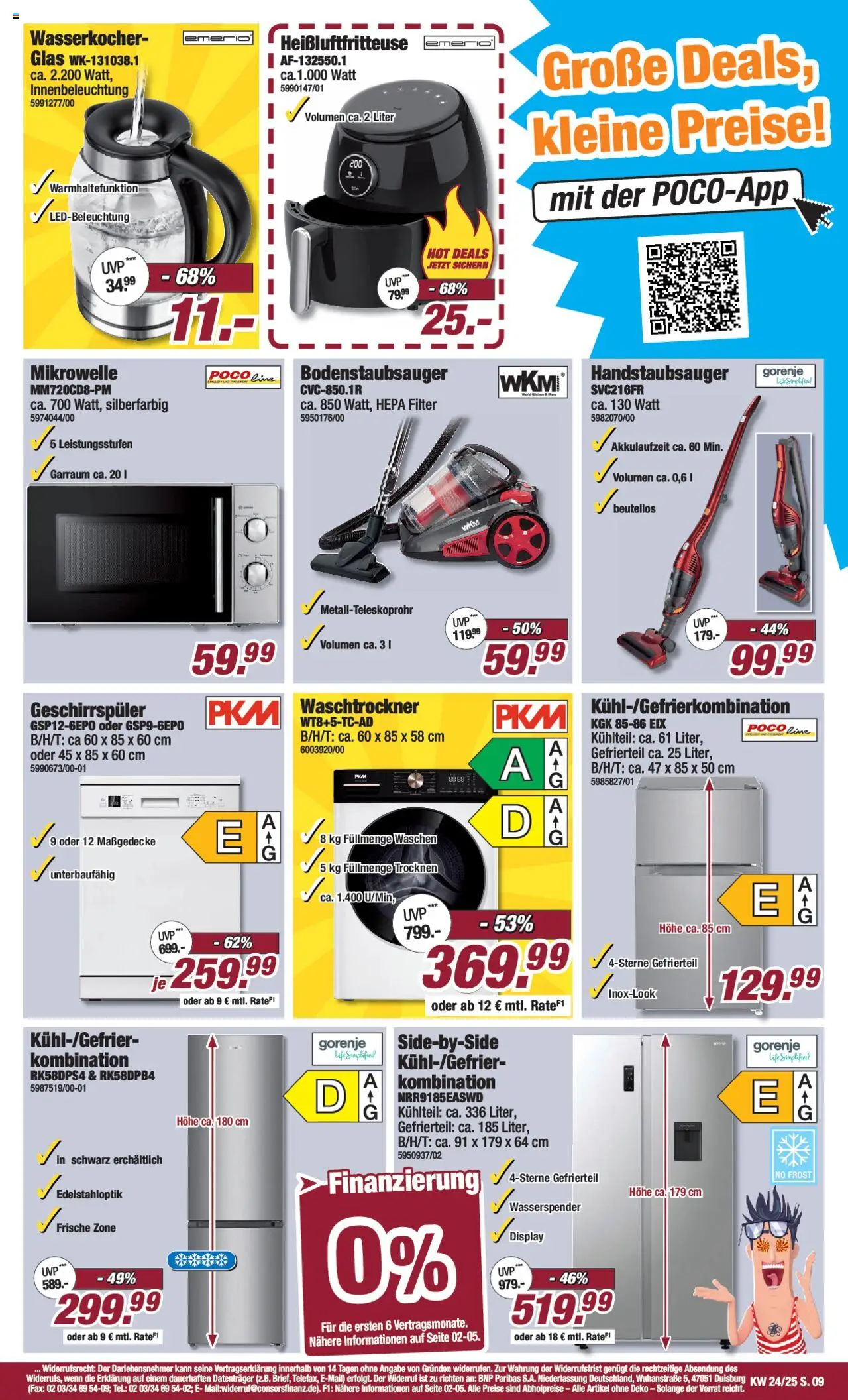 Poco Prospekt 	 - gültig ab dem 07.06.2025 | Seite: 9 | Produkte: Mikrowelle, Geschirrspüler, Waschtrockner, Heißluftfritteuse