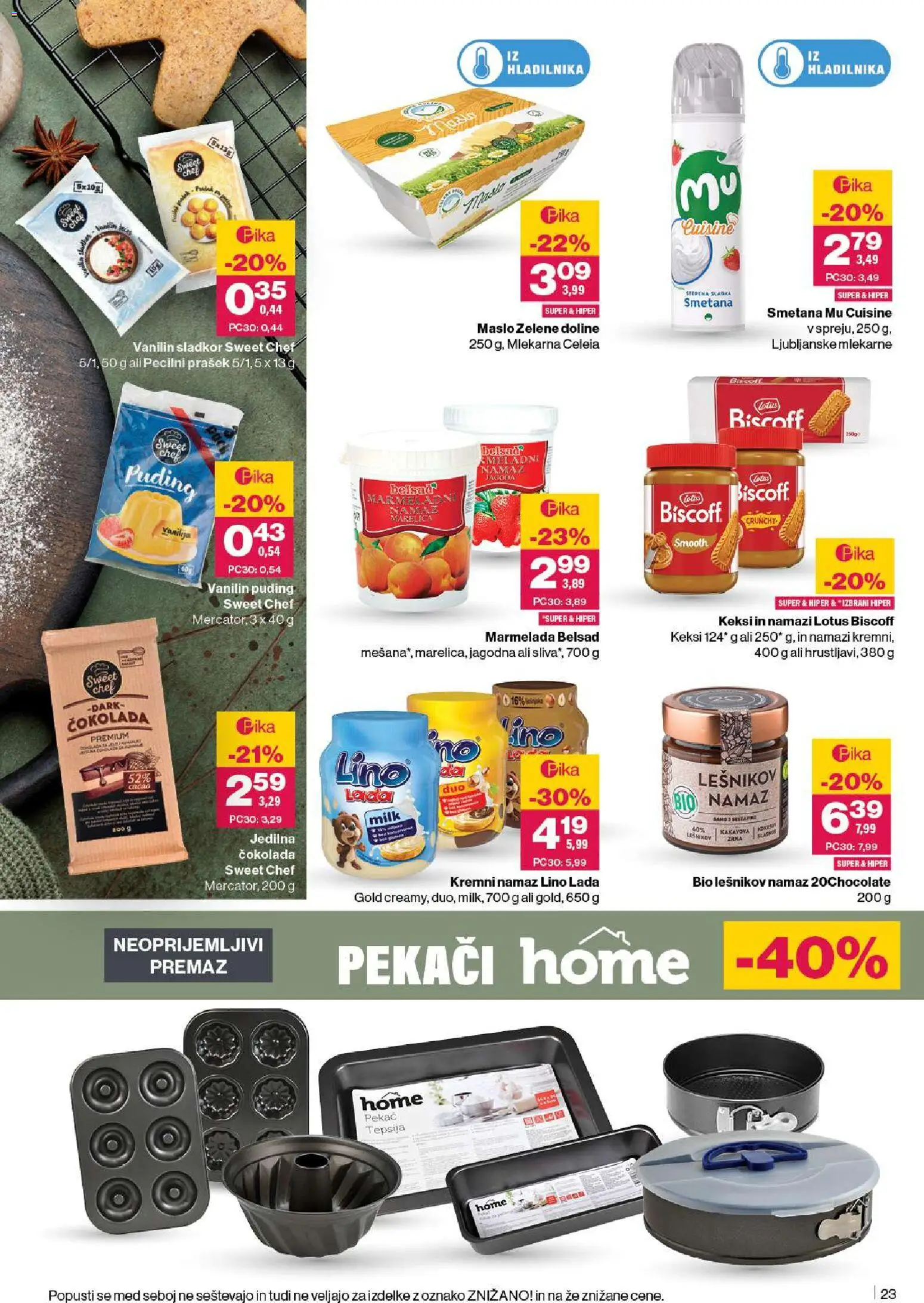 Novi Mercator katalog ponudbe – veljaven od 13.11.2025 | Stran: 23 | Izdelki: Keksi, Lešnikov namaz, Cokolada, Smetana