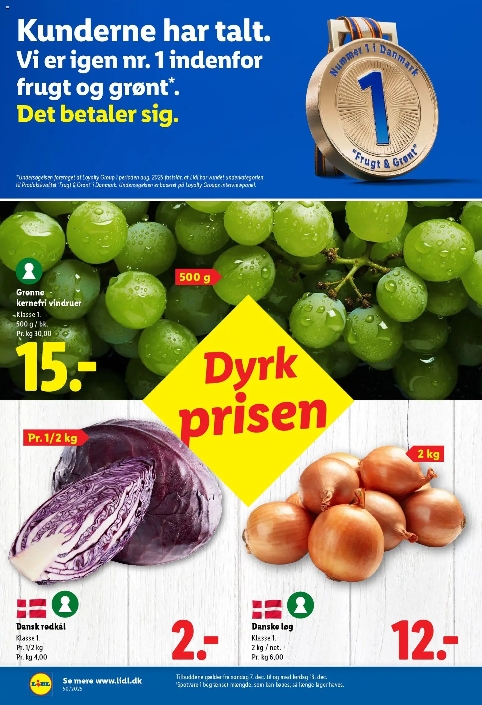 Lidl tilbudsavis – gyldig fra 07.12.2025 | Side: 7 | Produkter: Løg, Rødkål, Vindruer, Søm