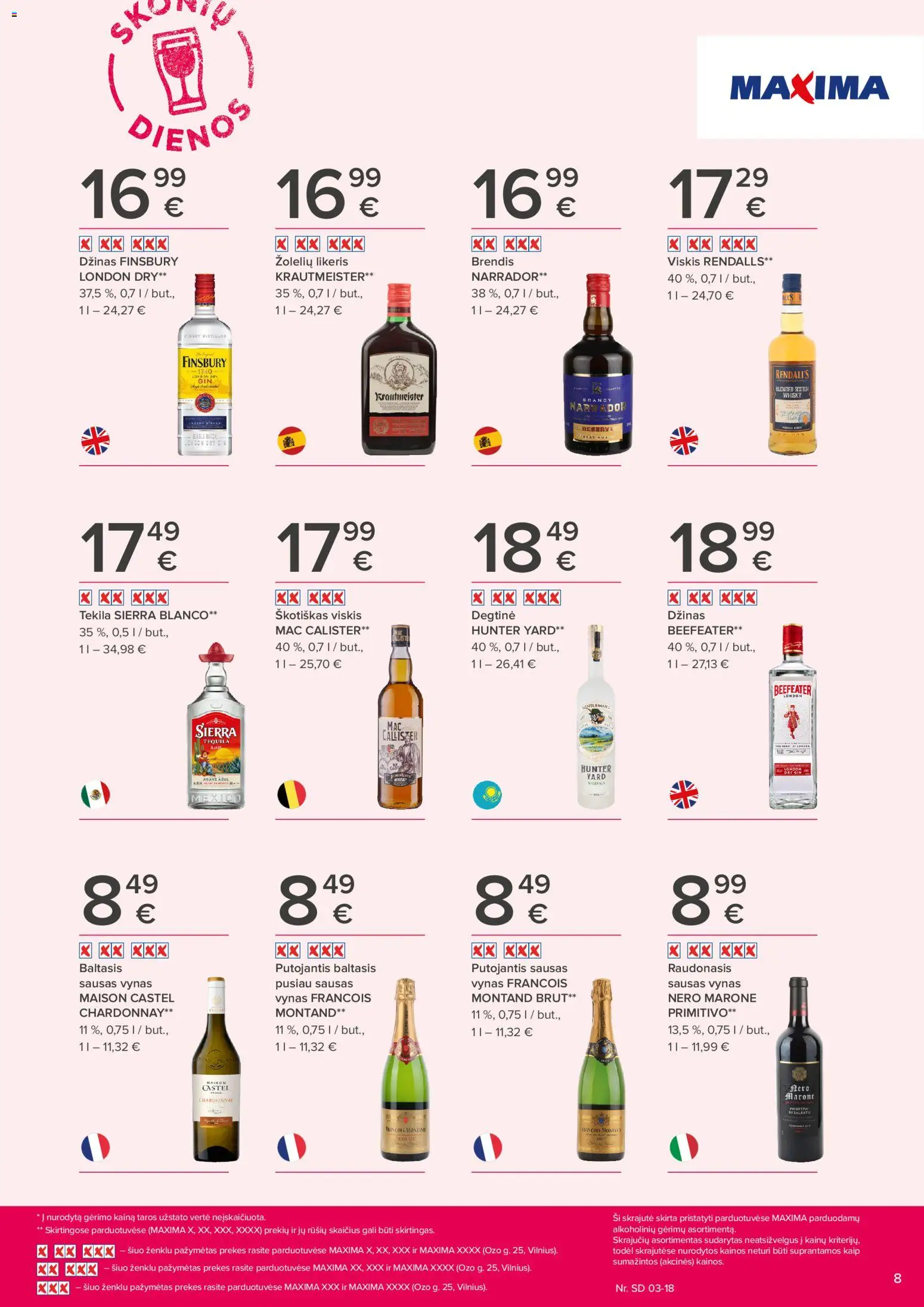 MAXIMA akcijos nuo 05.03.2026 | Puslapis: 8 | Prekių: Degtinė, Viskis, Vynas, Džinas