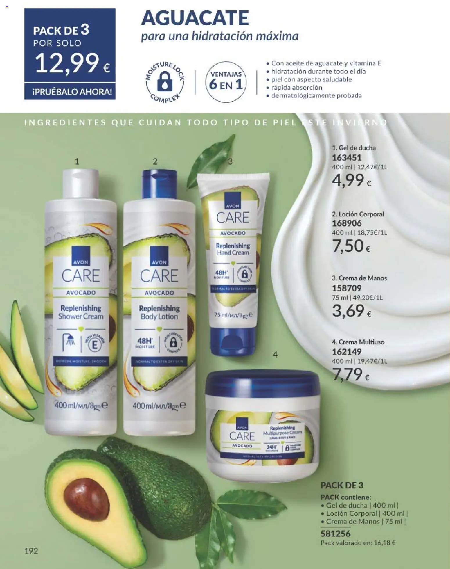 Catálogo AVON campaña 1 │ válido desde el 01.01.2026 | Página: 192 | Productos: Κουνουπίδι, Crema de manos, Gel de ducha, Body