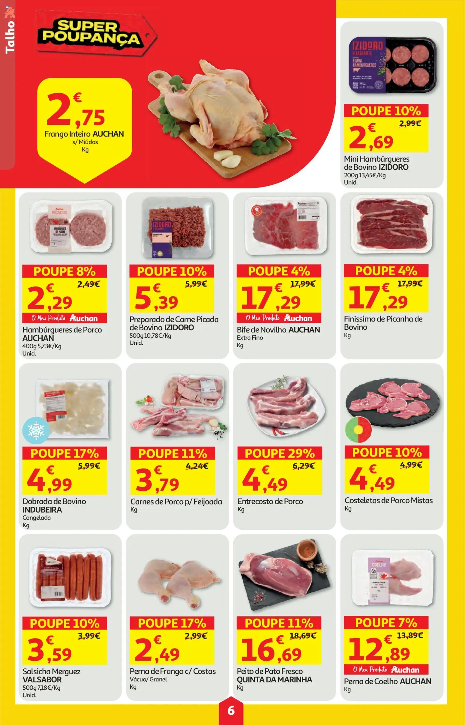 Auchan folheto │ válido de 05.02.2026 | Página: 6 | Produtos: Frango, Salsicha, Carne, Coelho